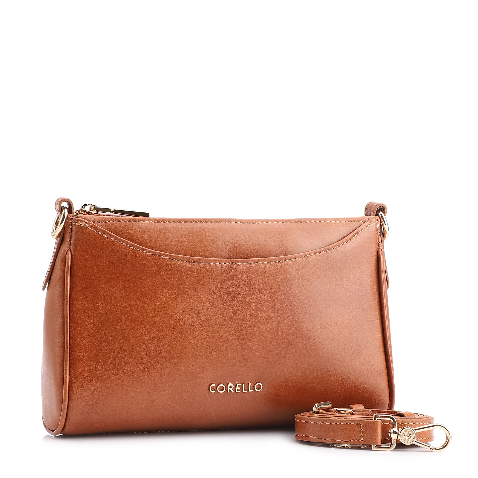 Bolsa Transversal Couro Marrom Claro