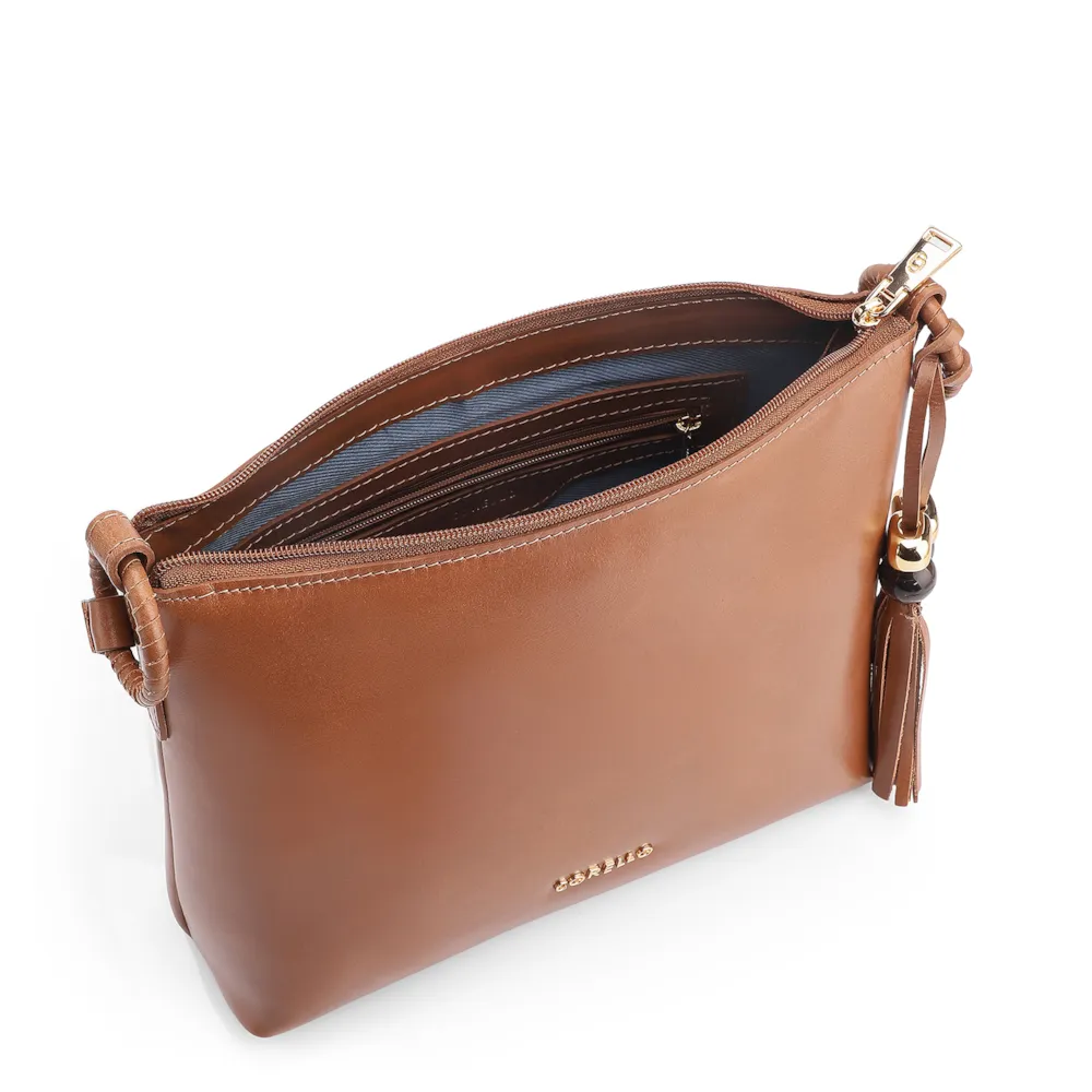 Bolsa Transversal Couro Marrom Claro - imagem 4