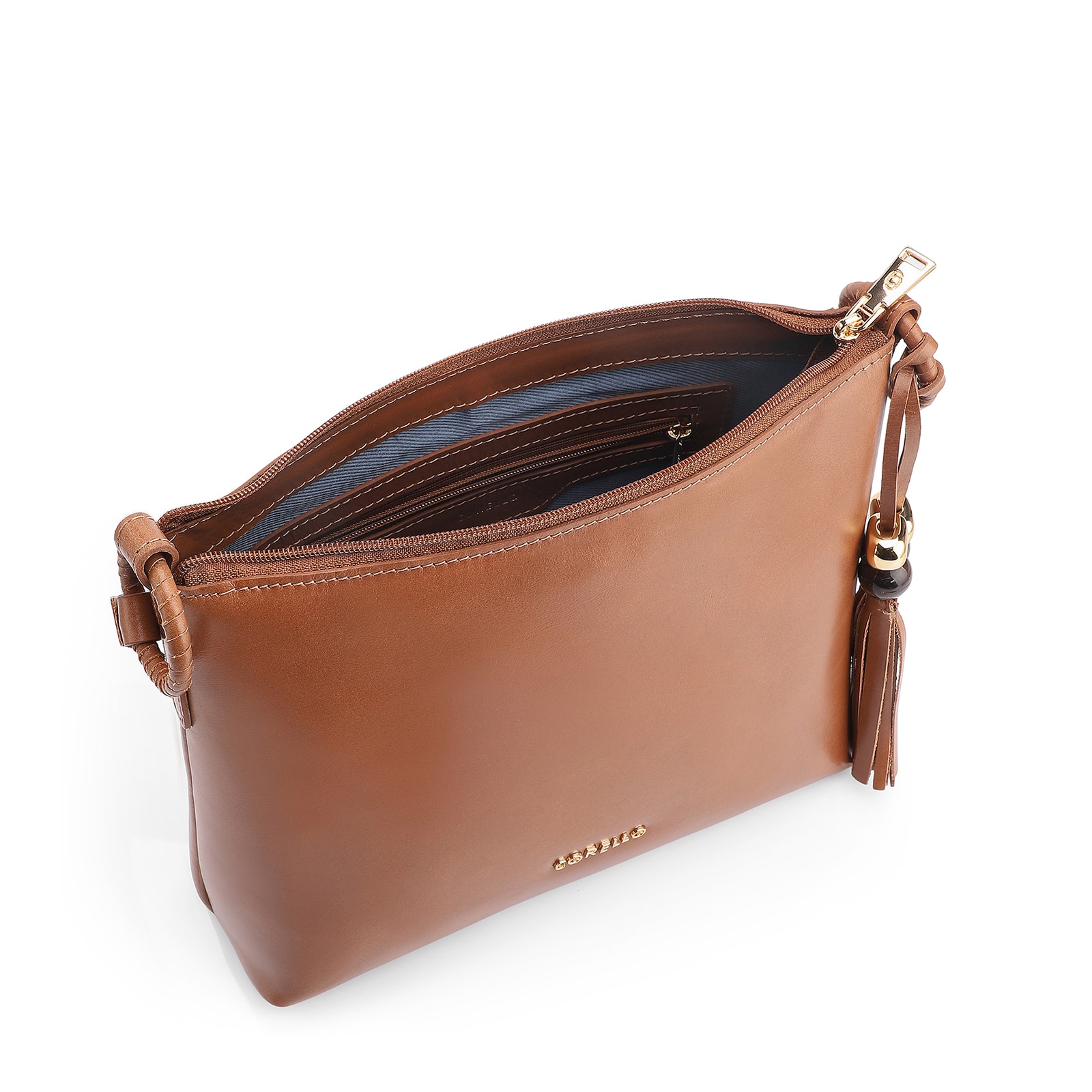 Bolsa Transversal Couro Marrom Claro