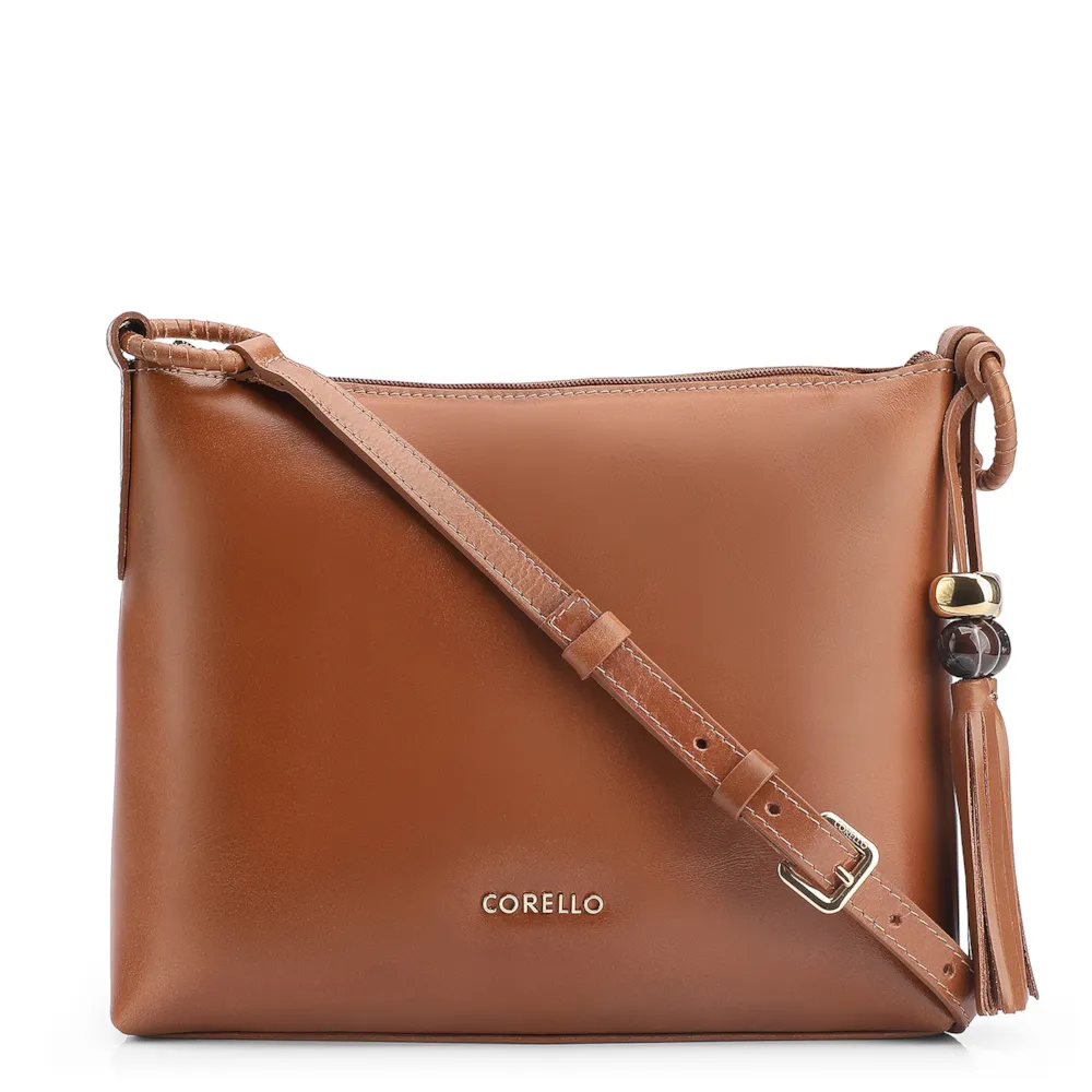 Bolsa Transversal Couro Marrom Claro