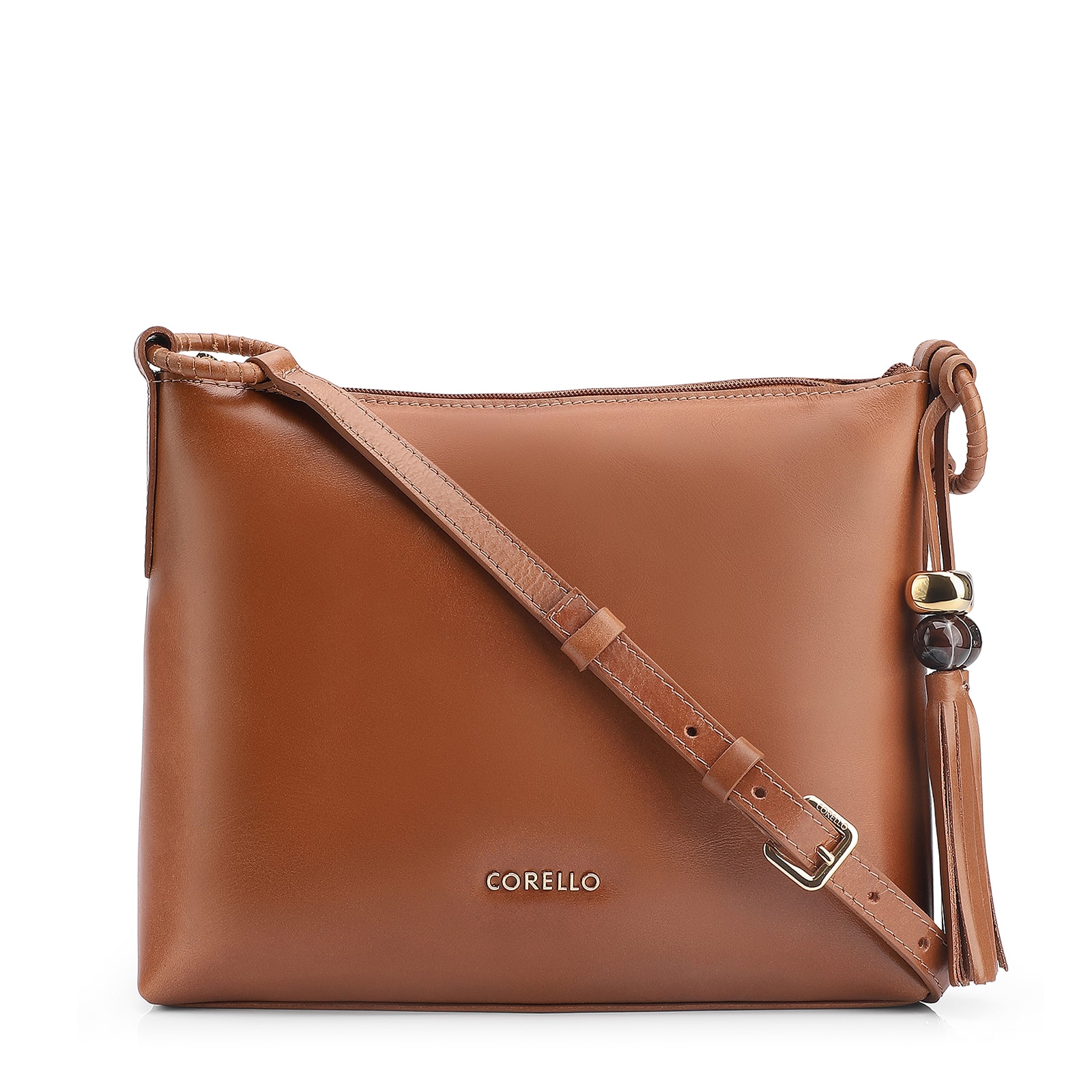 Bolsa Transversal Couro Marrom Claro