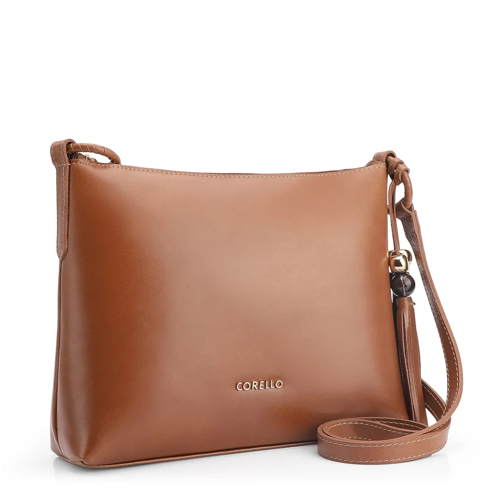 Bolsa Transversal Couro Marrom Claro - imagem 2