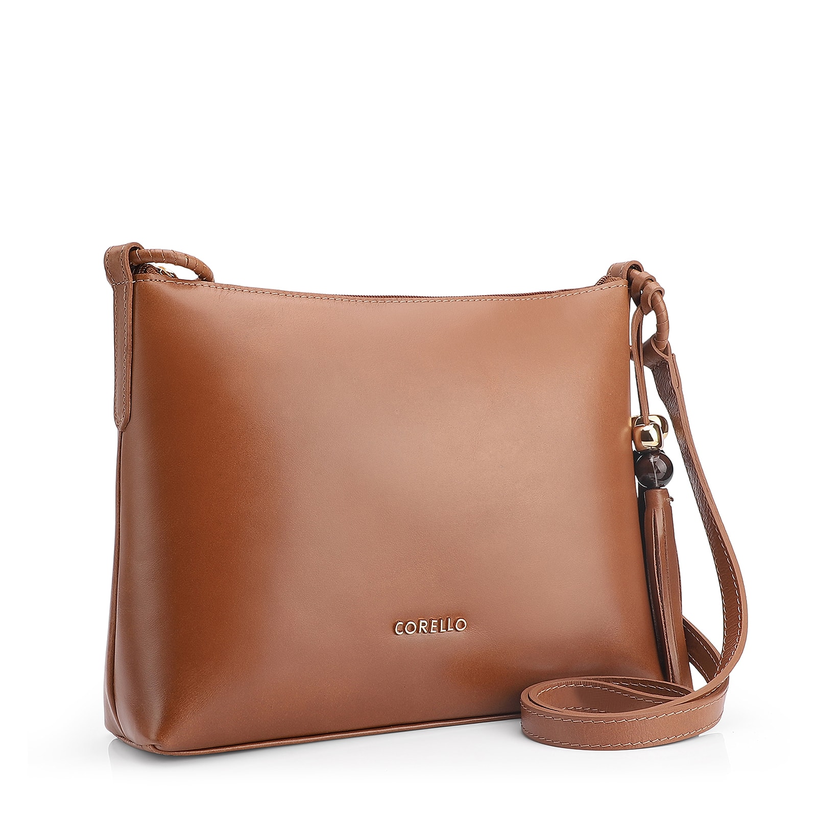 Bolsa Transversal Couro Marrom Claro