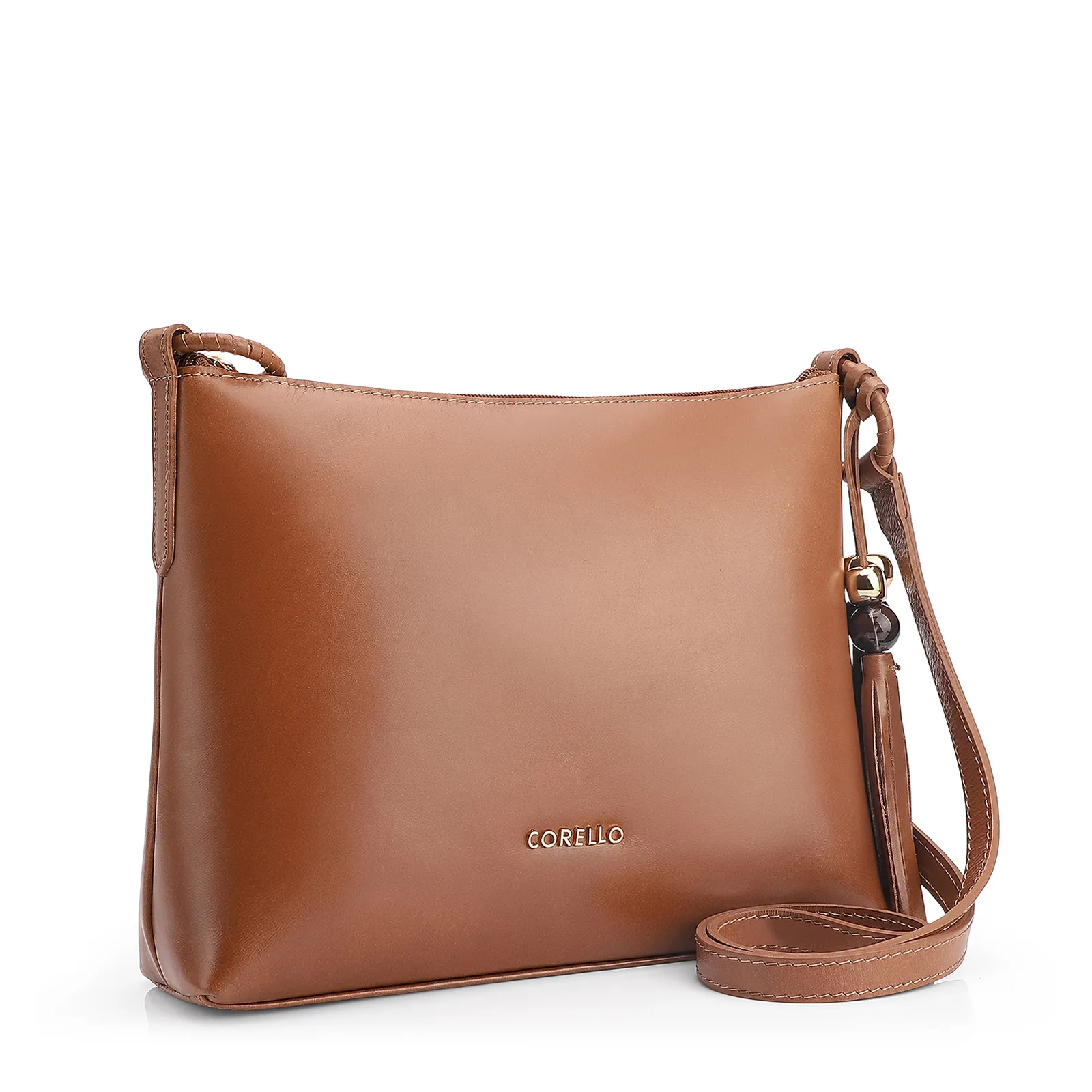Bolsa Transversal Couro Marrom Claro