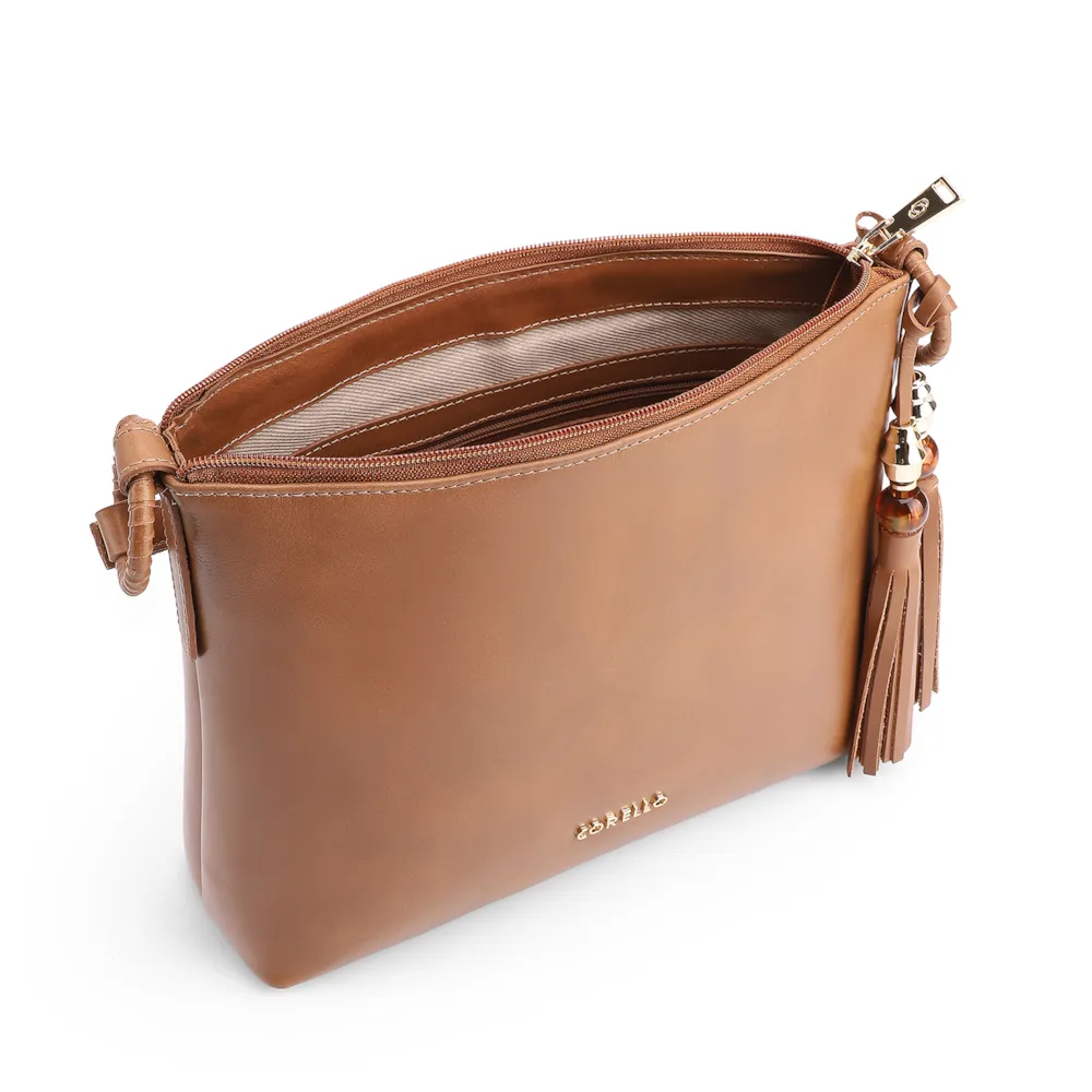 Bolsa Transversal Couro Marrom Claro - imagem 4