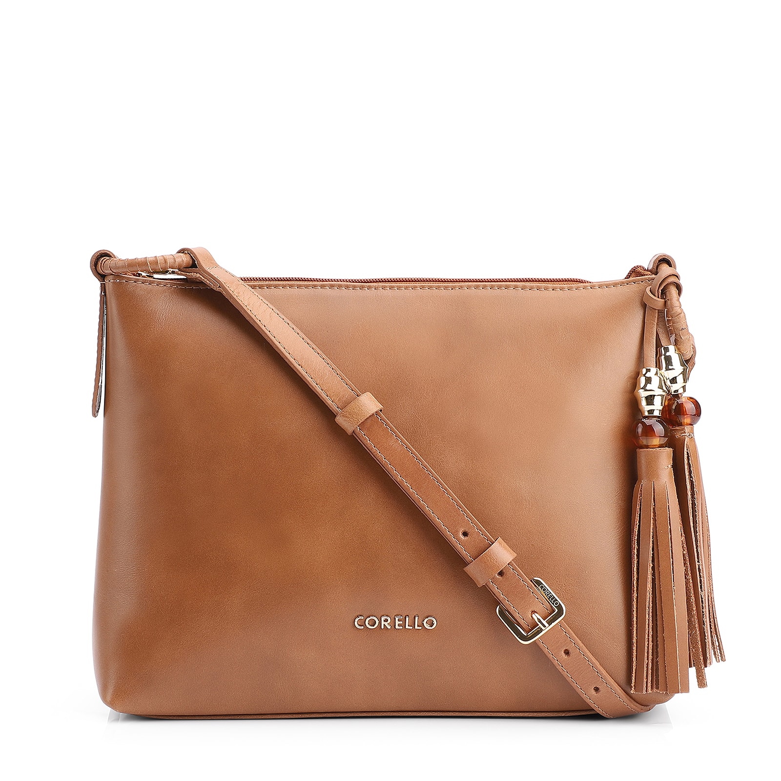 Bolsa Transversal Couro Marrom Claro