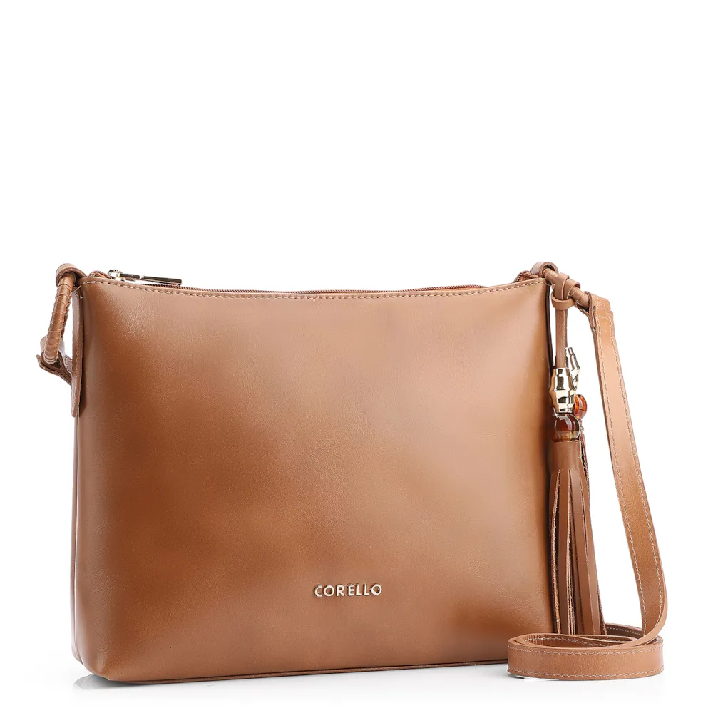 Bolsa Transversal Couro Marrom Claro - imagem 2