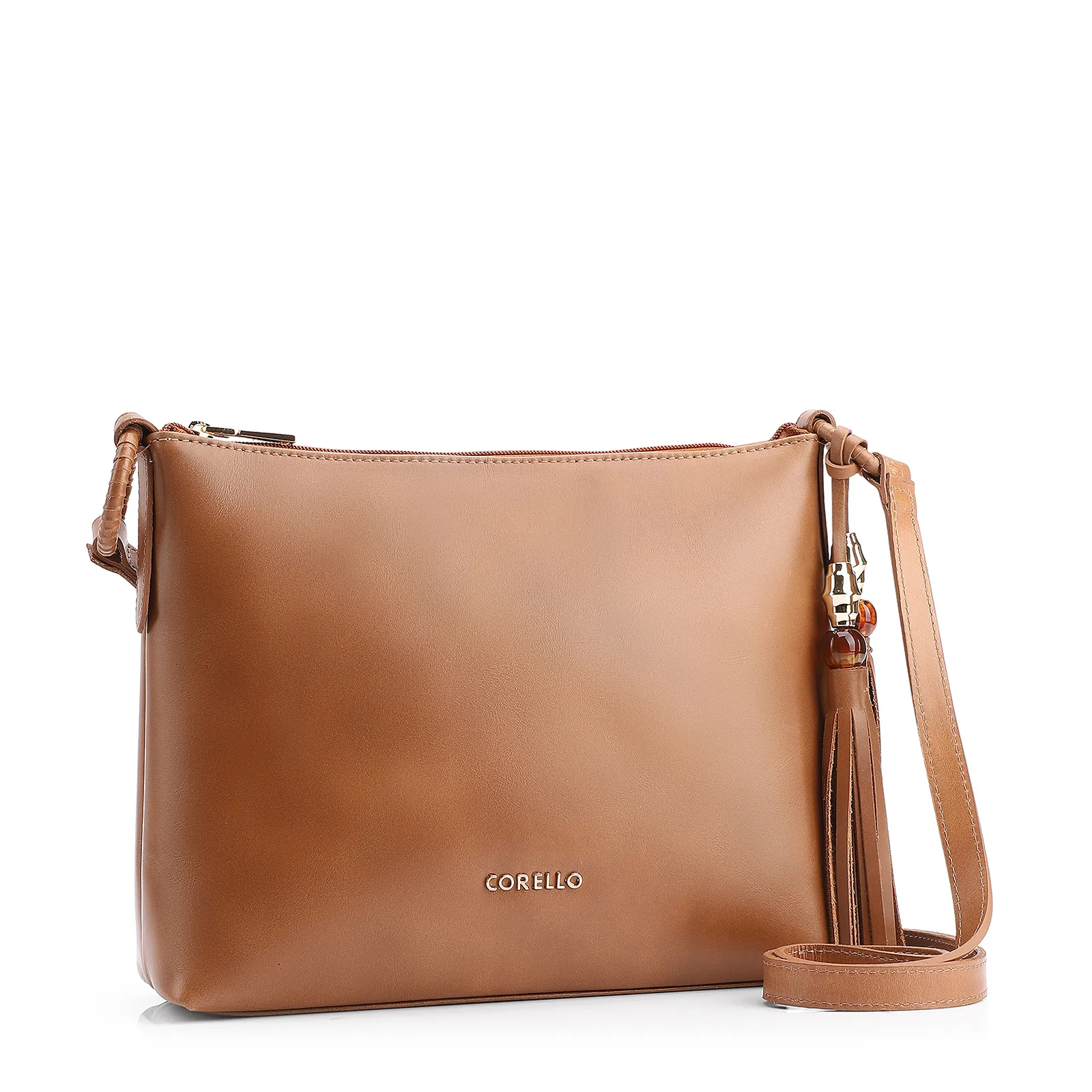 Bolsa Transversal Couro Marrom Claro