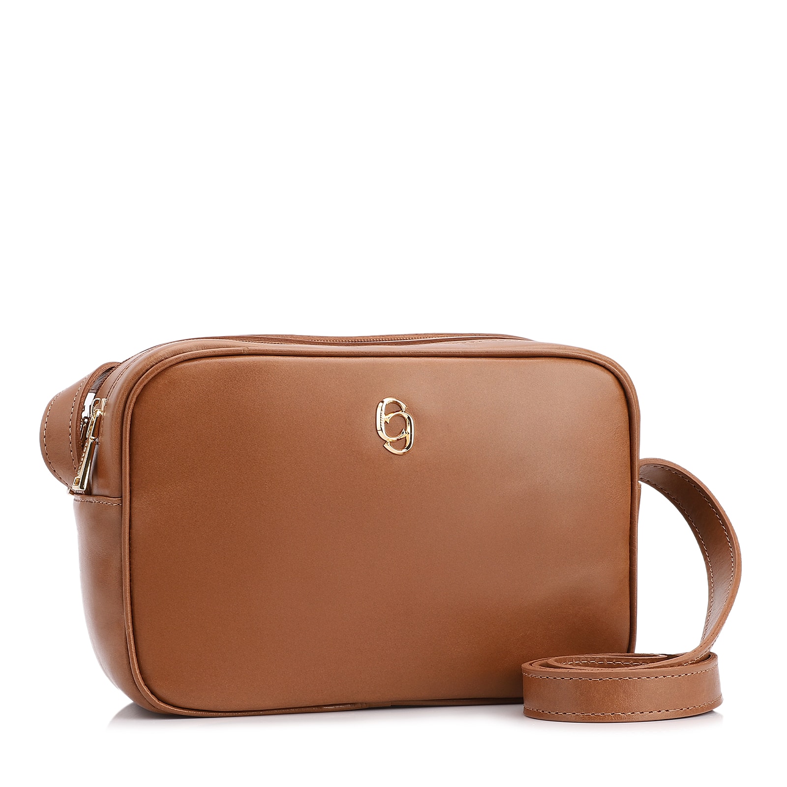 Bolsa Transversal Couro Marrom Claro