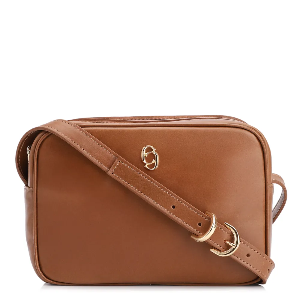 Bolsa Transversal Couro Marrom Claro