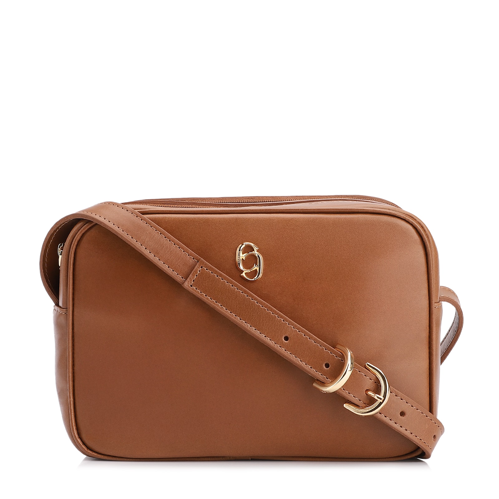 Bolsa Transversal Couro Marrom Claro