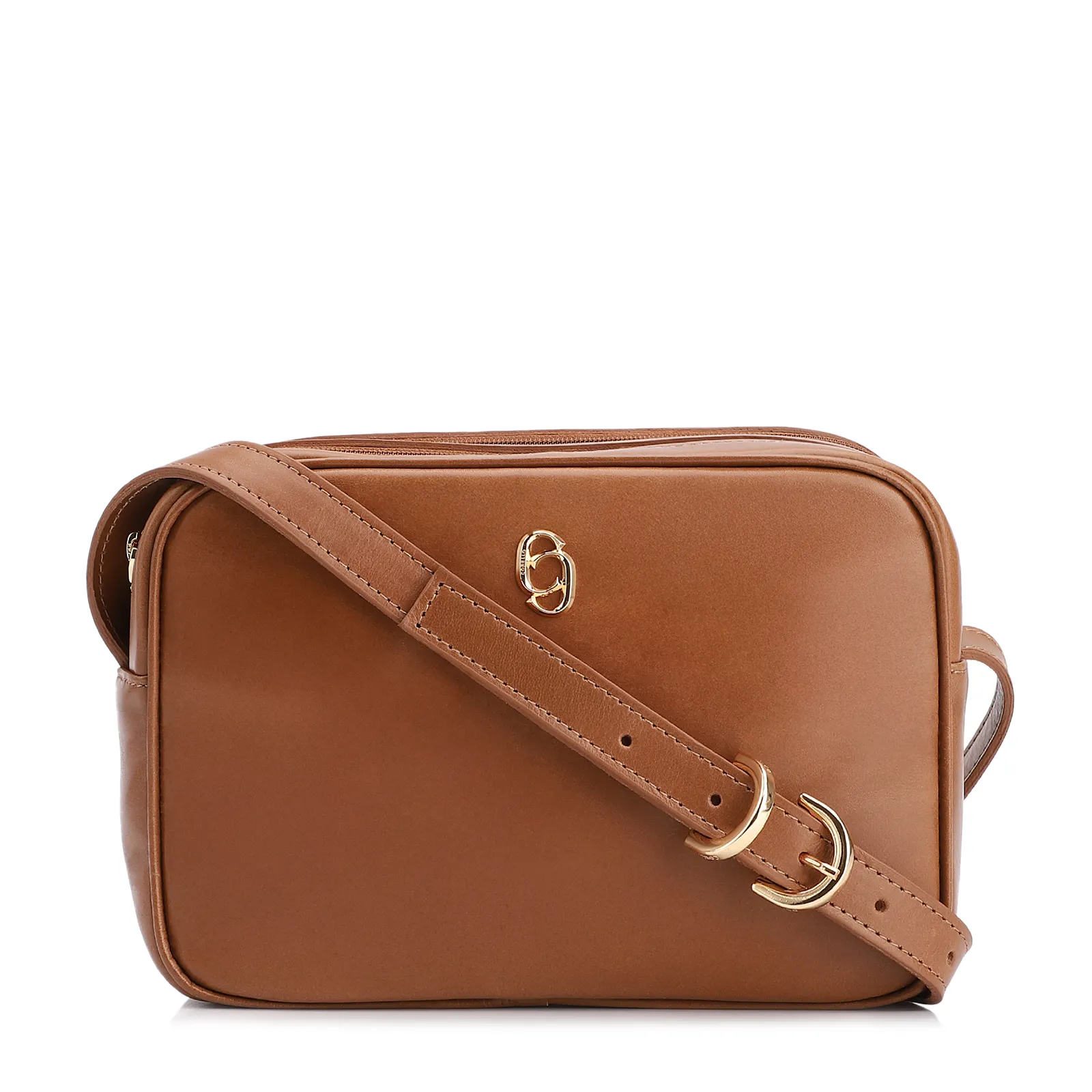 Bolsa Transversal Couro Marrom Claro