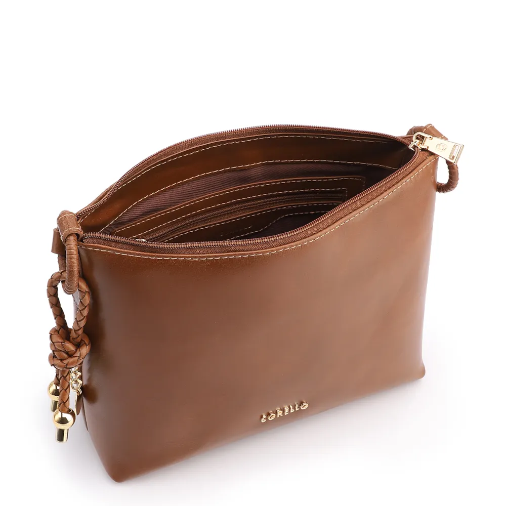  Bolsa Transversal Couro Marrom Claro - imagem 4