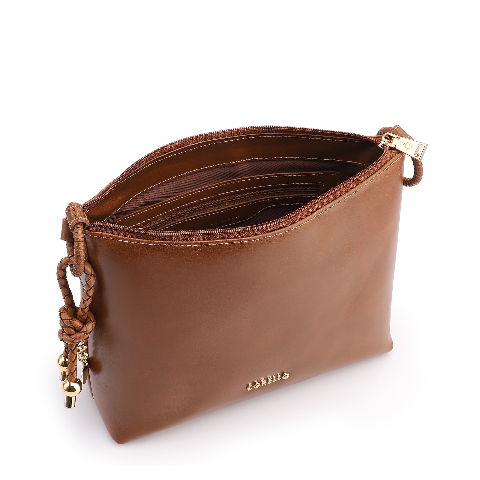 Bolsa Transversal Couro Marrom Claro
