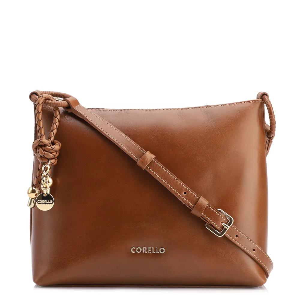  Bolsa Transversal Couro Marrom Claro
