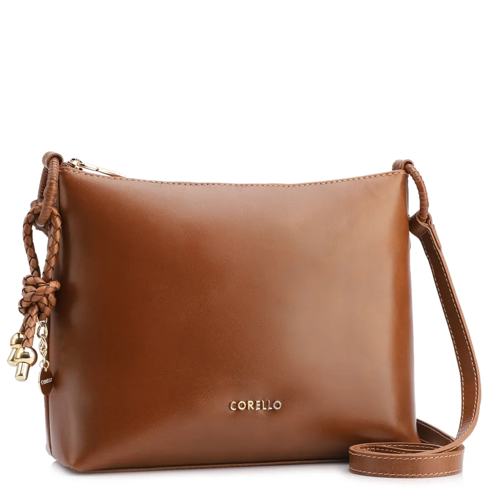 Bolsa Transversal Couro Marrom Claro - imagem 2