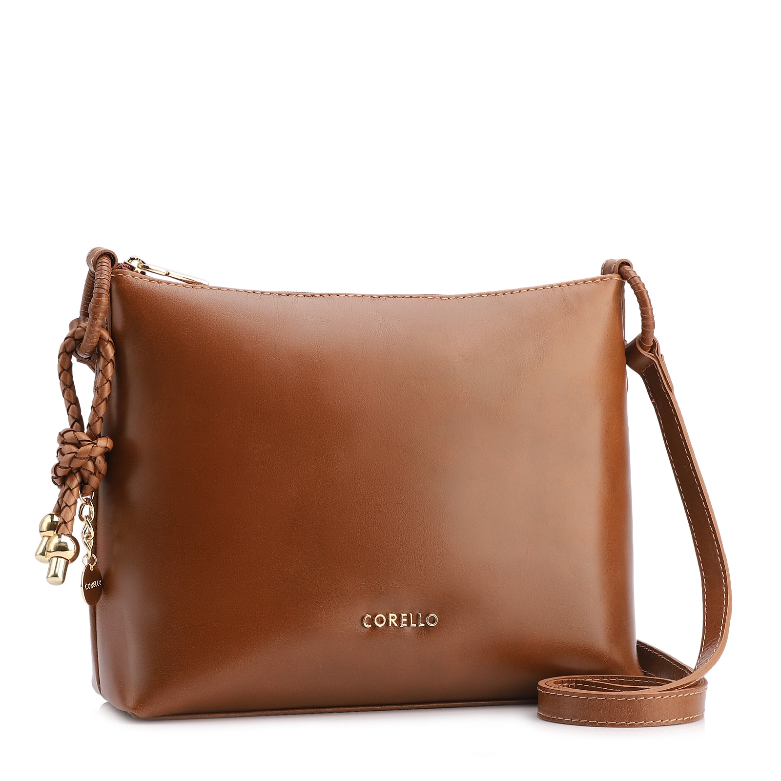 Bolsa Transversal Couro Marrom Claro