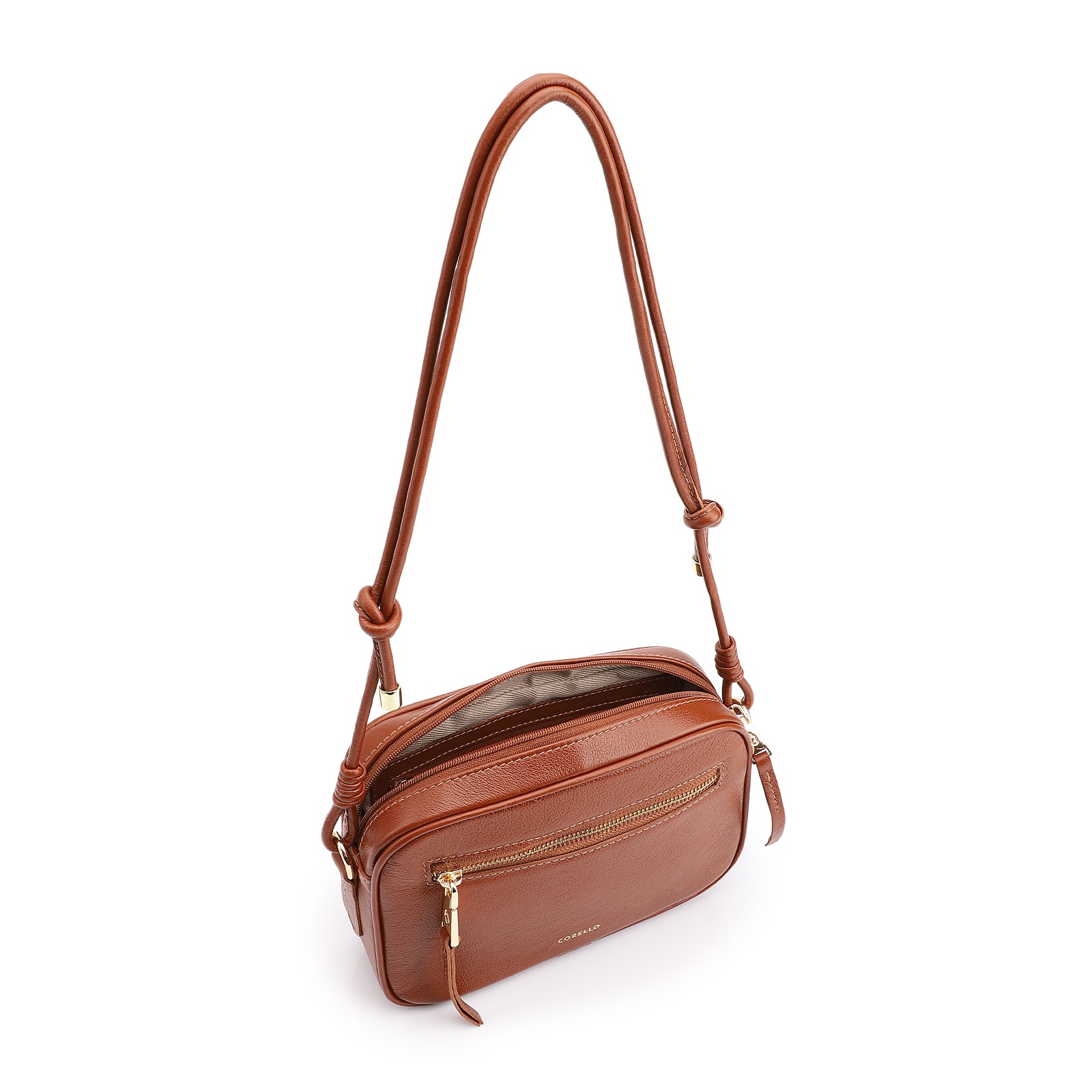 Bolsa Transversal Couro Marrom Claro