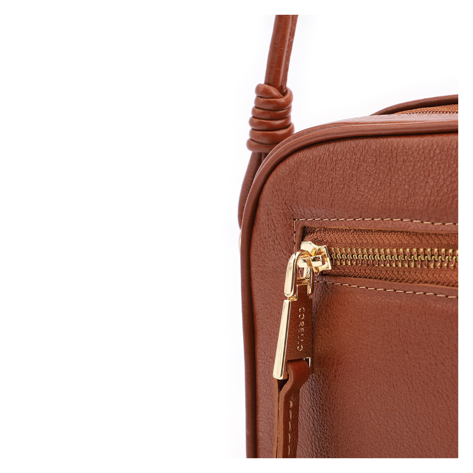 Bolsa Transversal Couro Marrom Claro