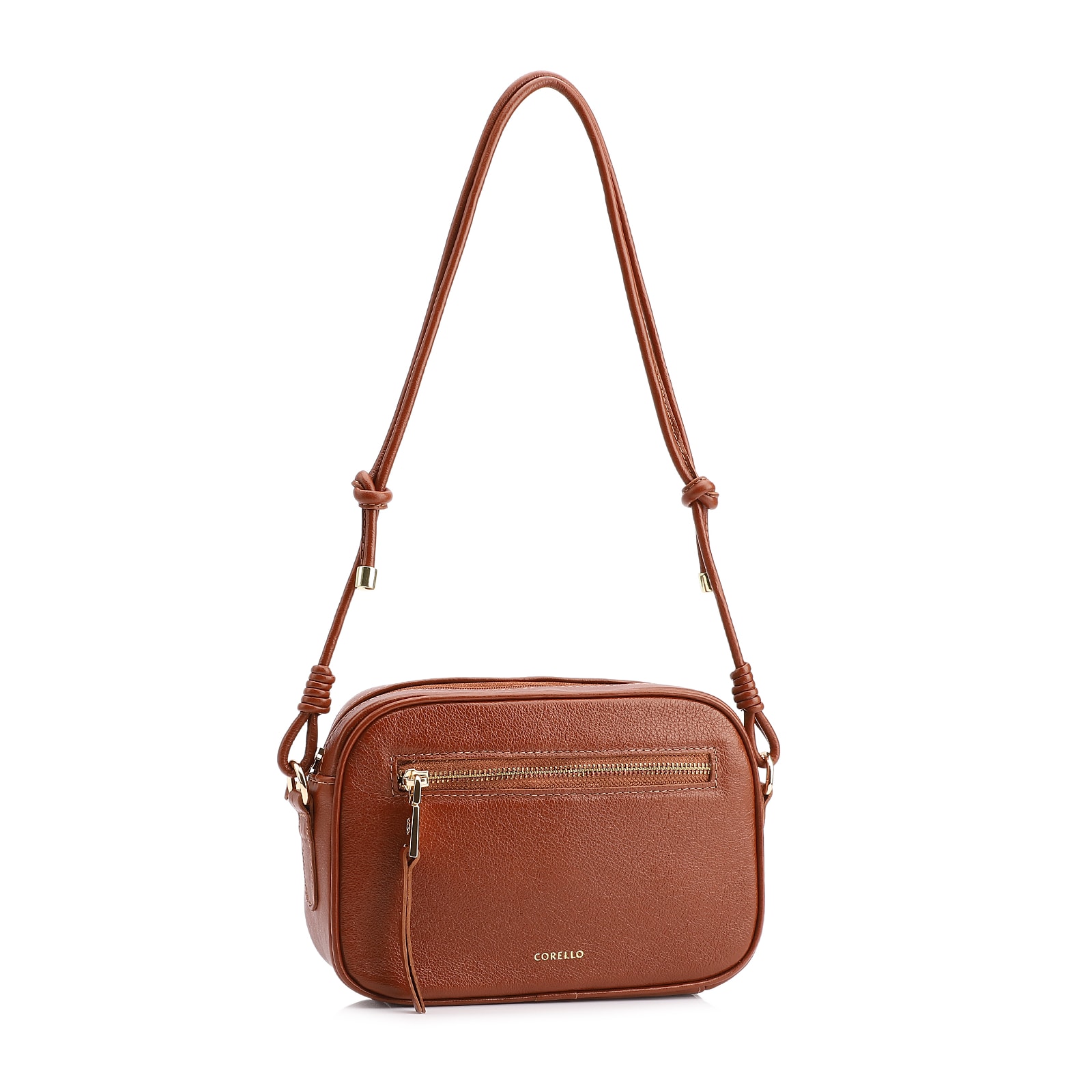 Bolsa Transversal Couro Marrom Claro