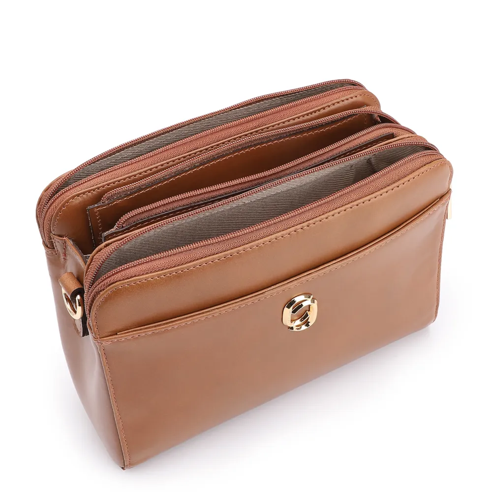 Bolsa Transversal Couro Marrom Claro - imagem 4