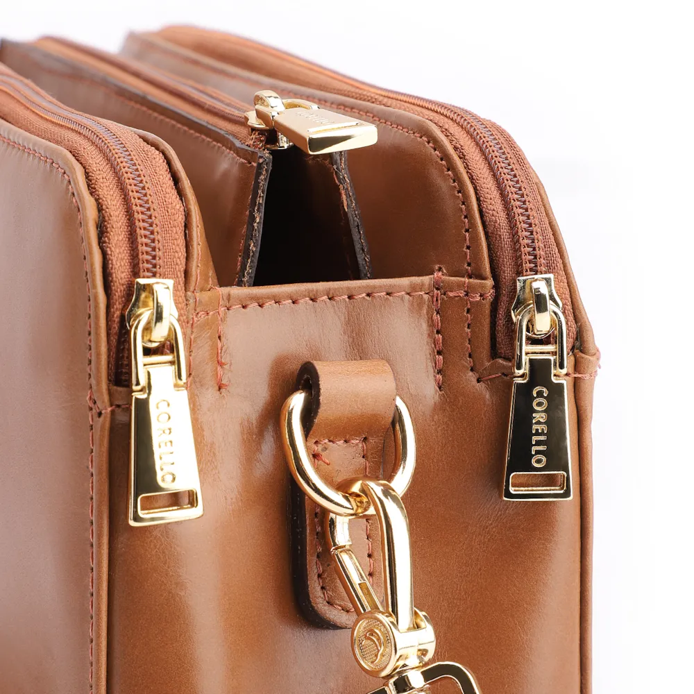 Bolsa Transversal Couro Marrom Claro - imagem 5