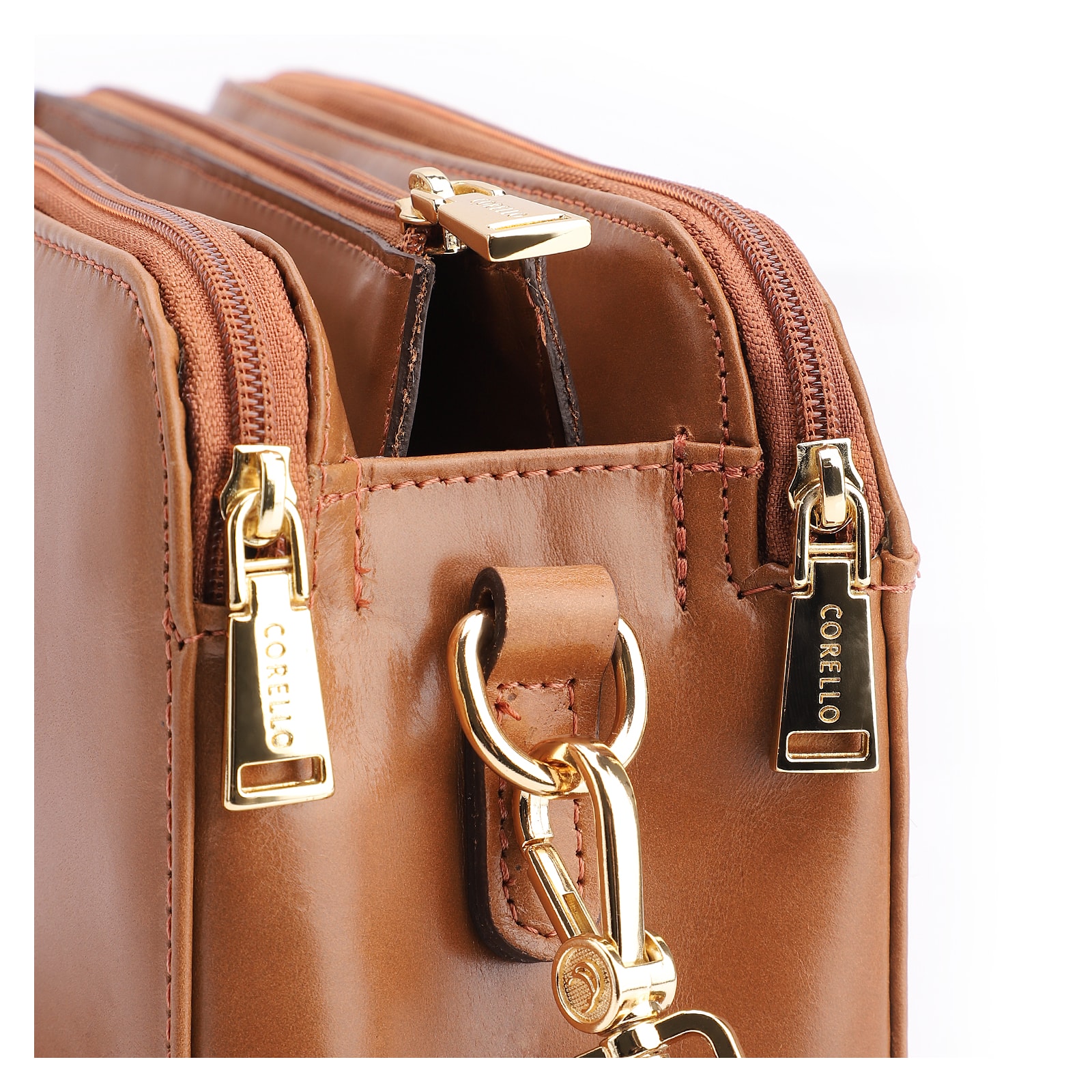 Bolsa Transversal Couro Marrom Claro