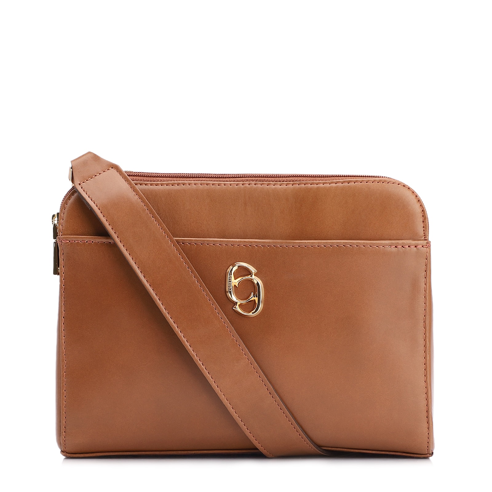 Bolsa Transversal Couro Marrom Claro