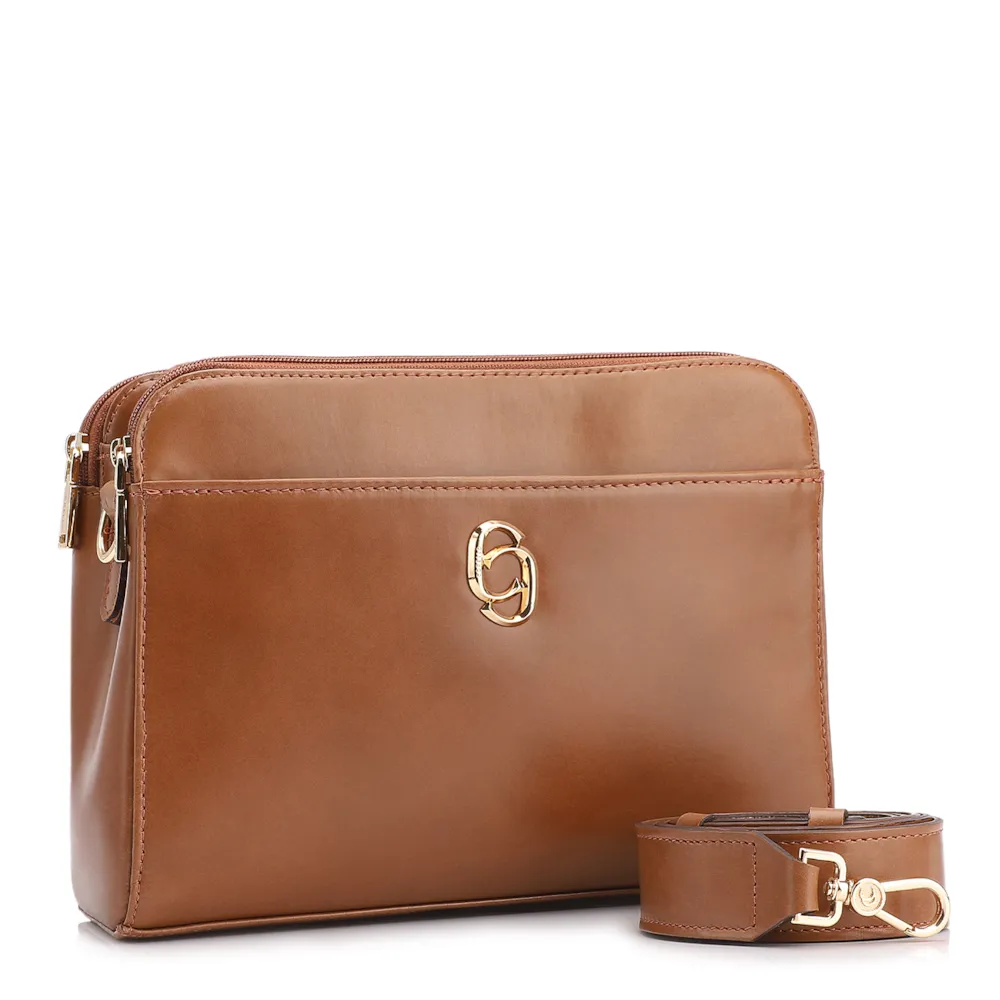 Bolsa Transversal Couro Marrom Claro - imagem 2