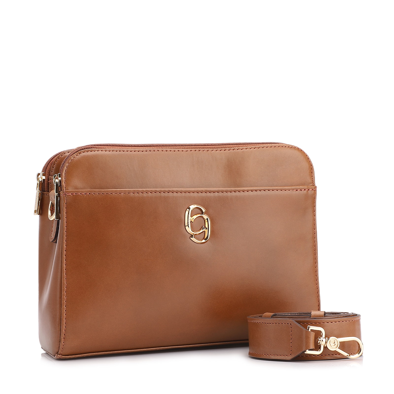 Bolsa Transversal Couro Marrom Claro