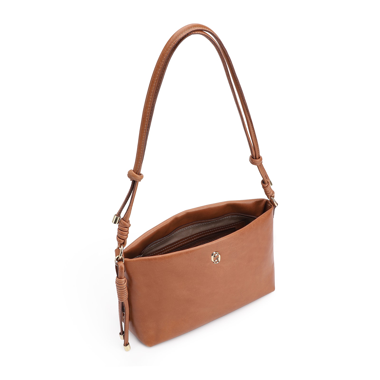 Bolsa Transversal Couro Marrom Claro