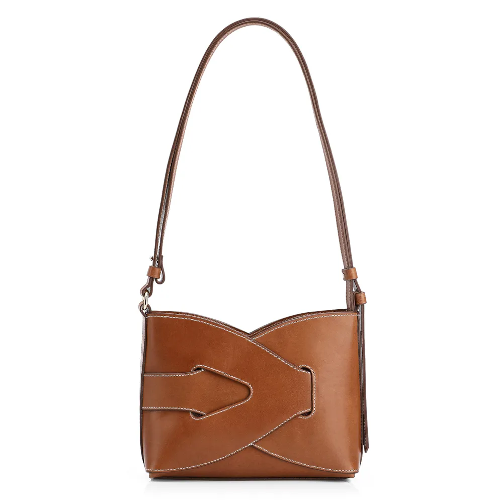 Bolsa Transversal Couro Marrom Claro