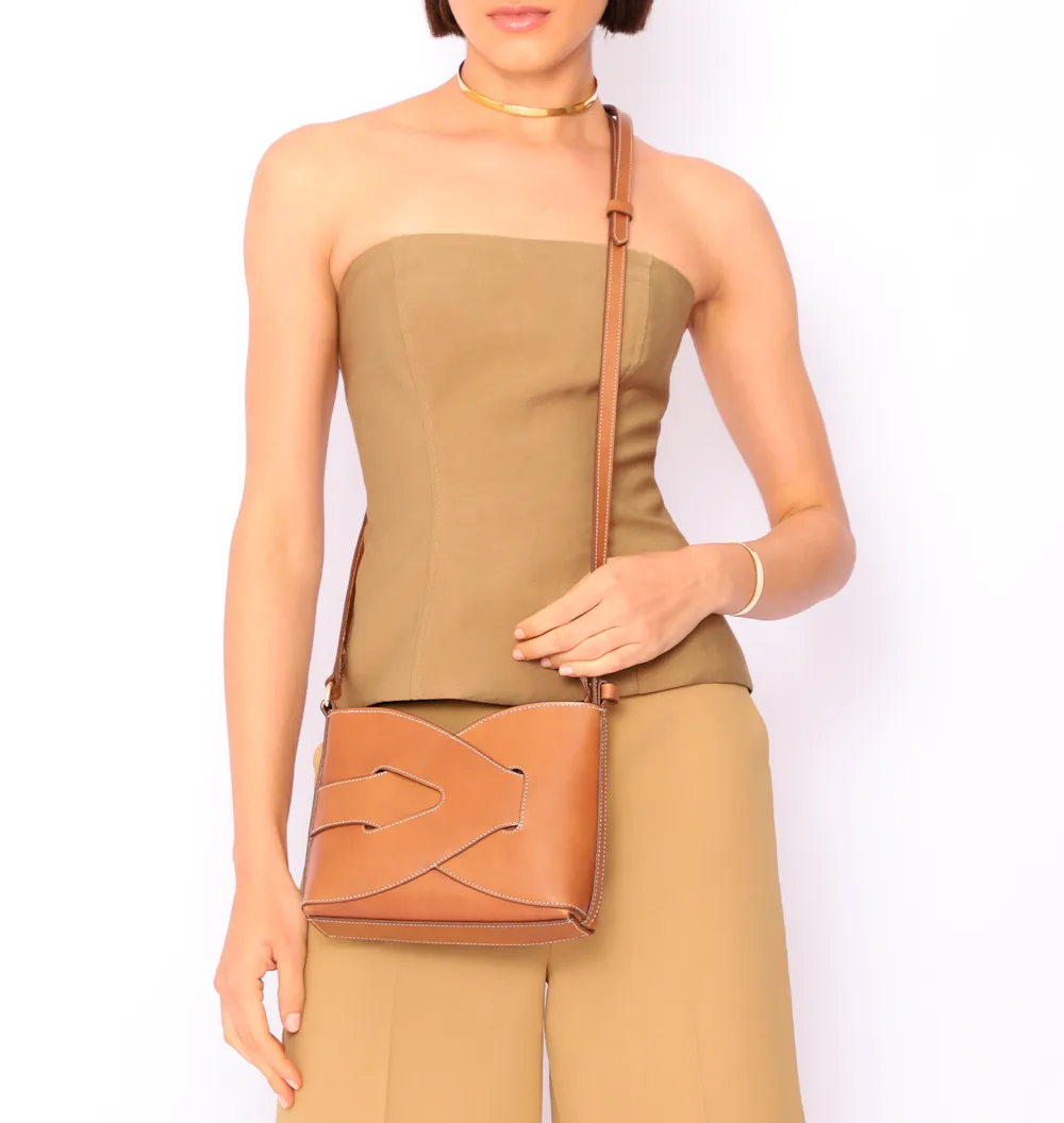 Bolsa Transversal Couro Marrom Claro - imagem 2
