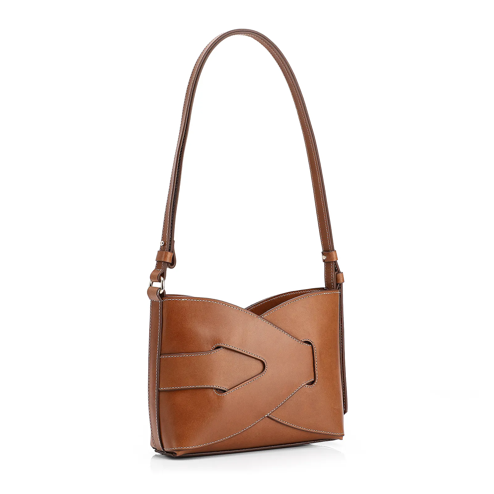 Bolsa Transversal Couro Marrom Claro