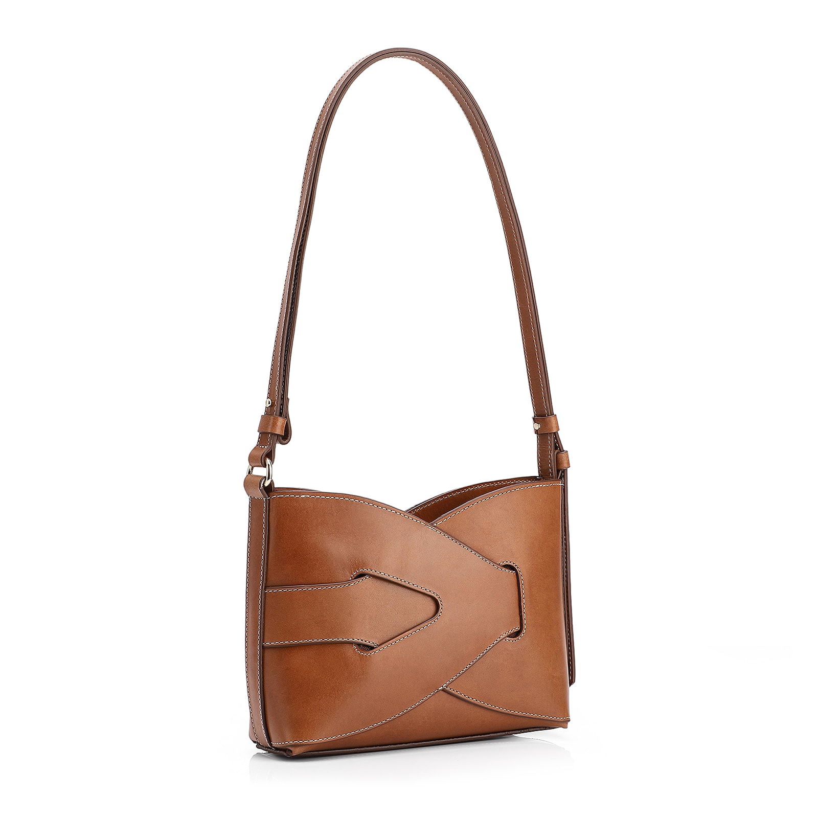 Bolsa Transversal Couro Marrom Claro