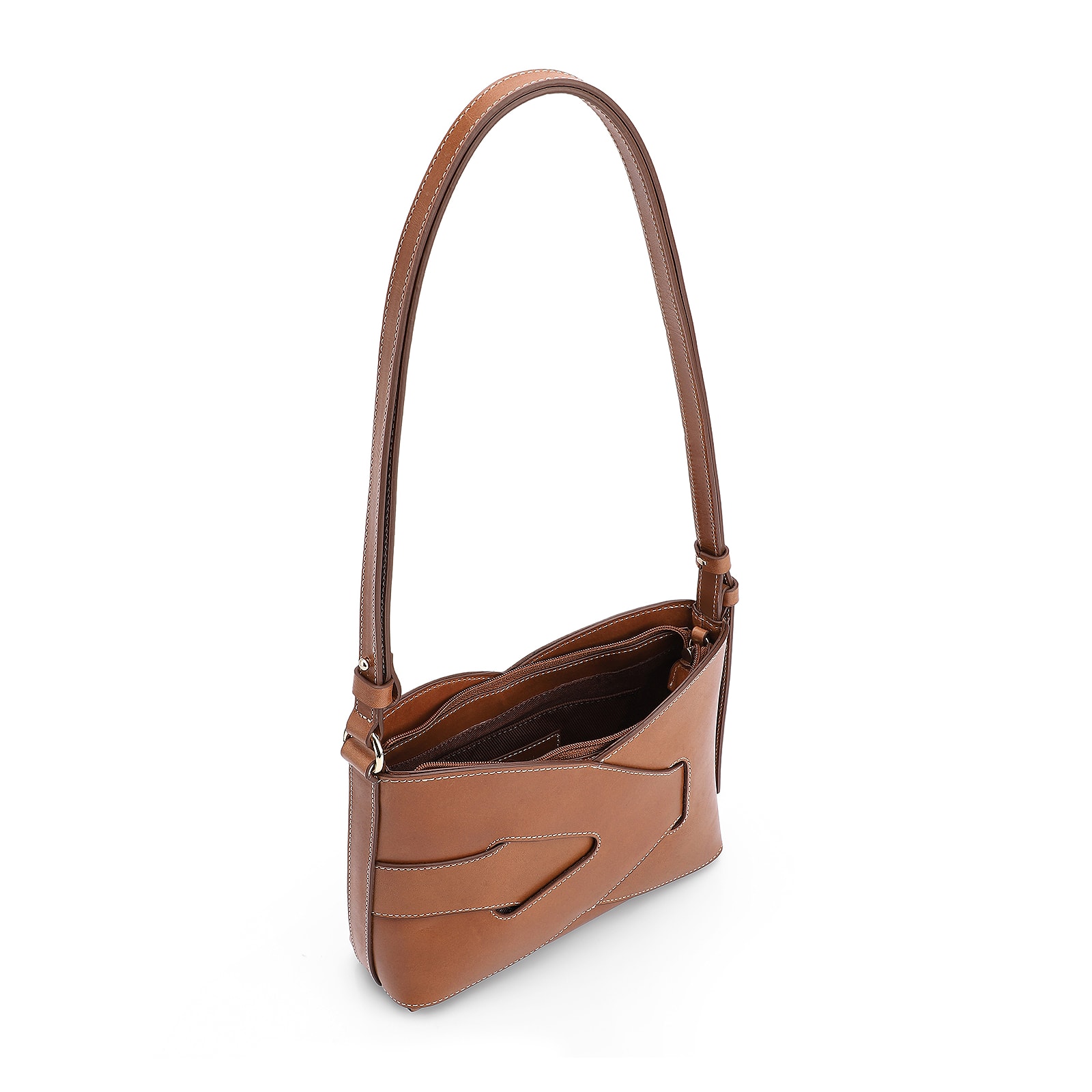 Bolsa Transversal Couro Marrom Claro