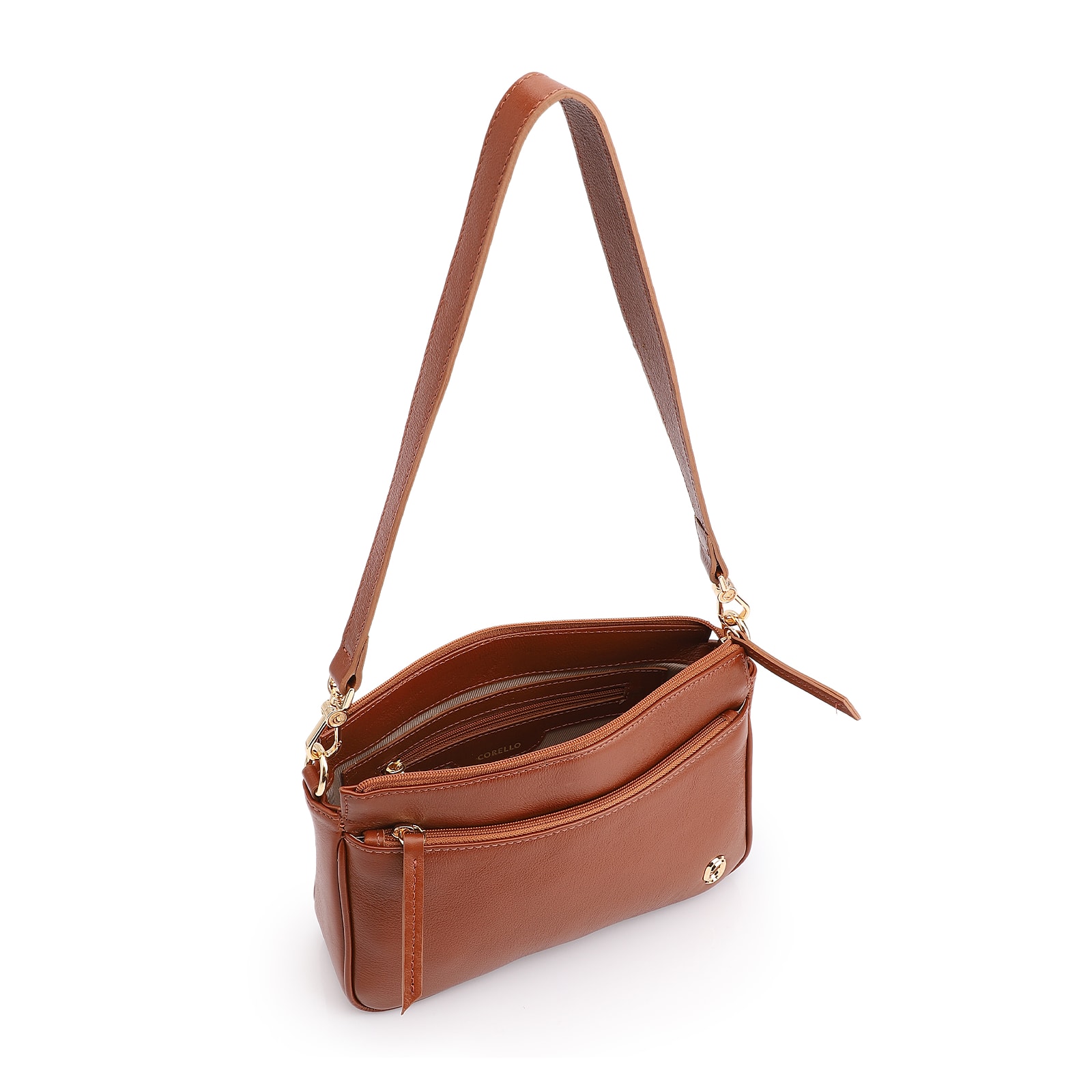 Bolsa Transversal Couro Marrom Claro