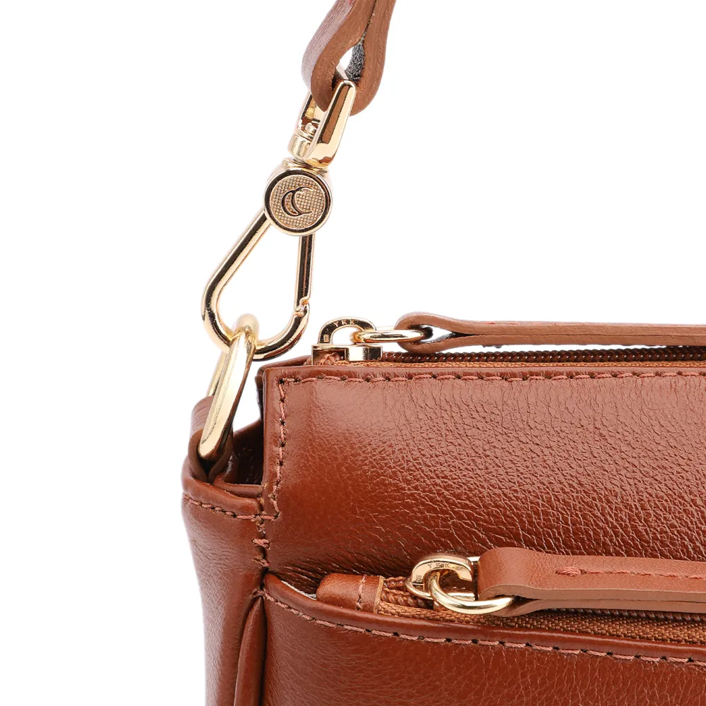 Bolsa Transversal Couro Marrom Claro - imagem 5