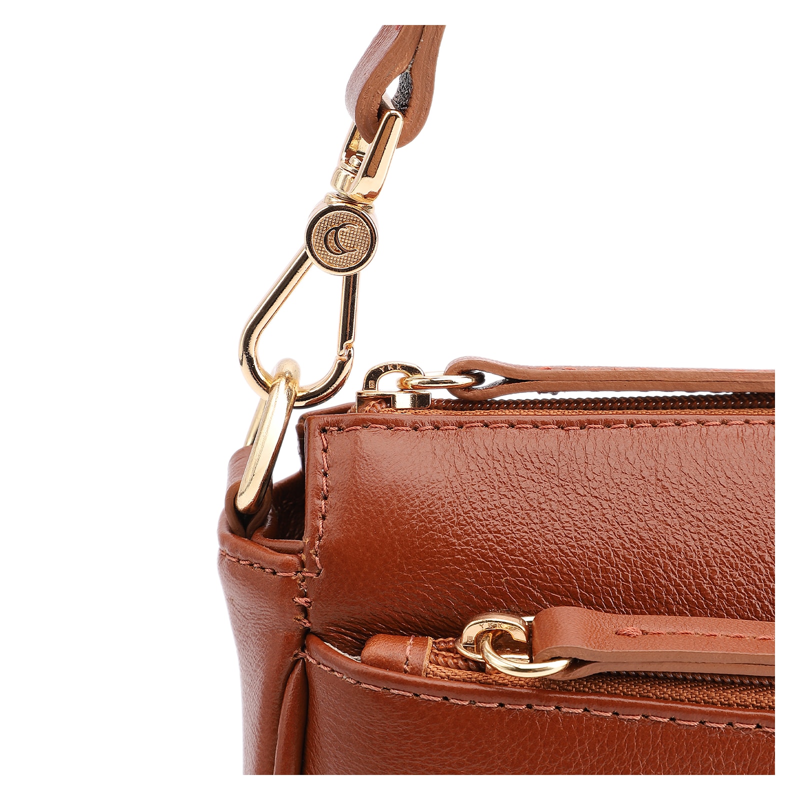 Bolsa Transversal Couro Marrom Claro
