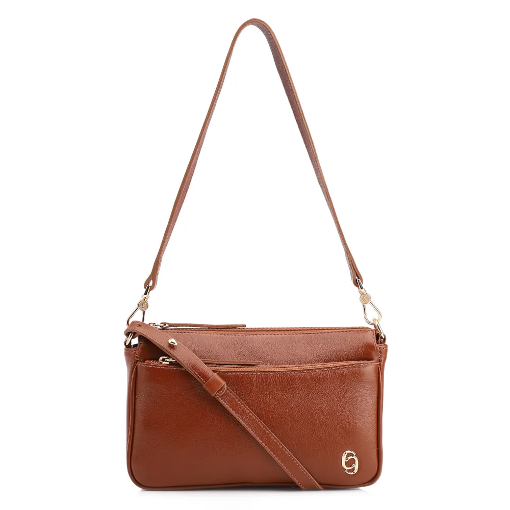 Bolsa Transversal Couro Marrom Claro