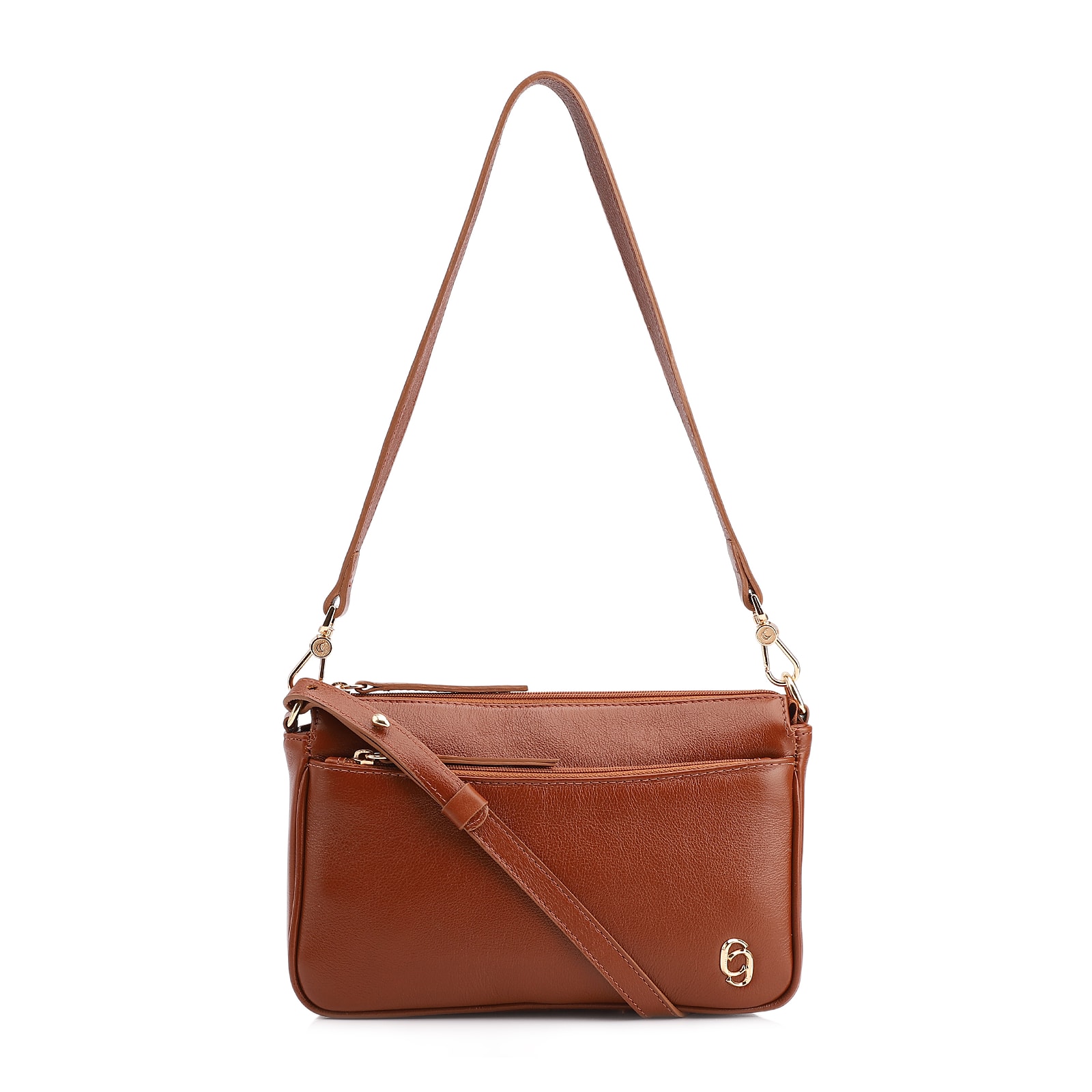Bolsa Transversal Couro Marrom Claro