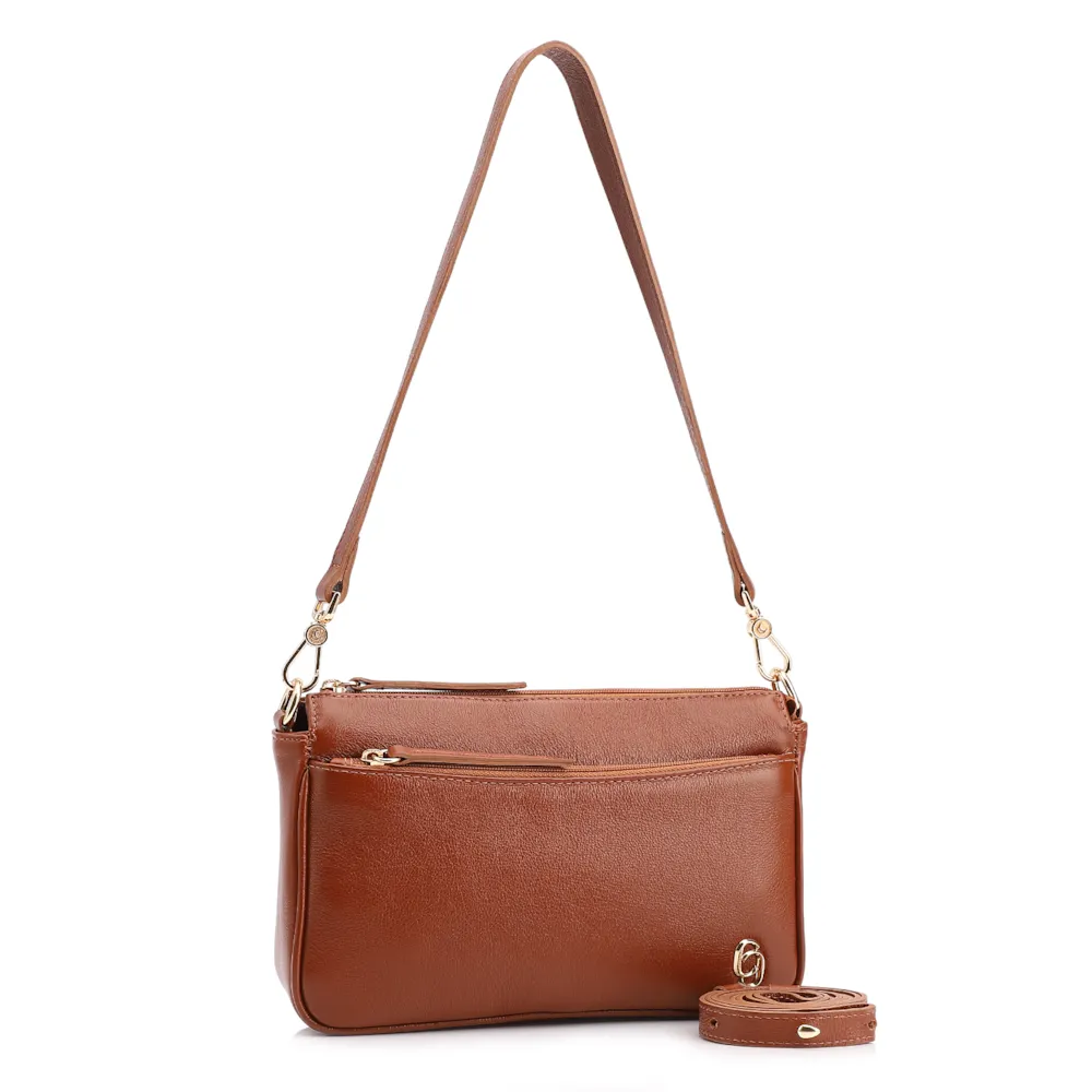 Bolsa Transversal Couro Marrom Claro - imagem 2