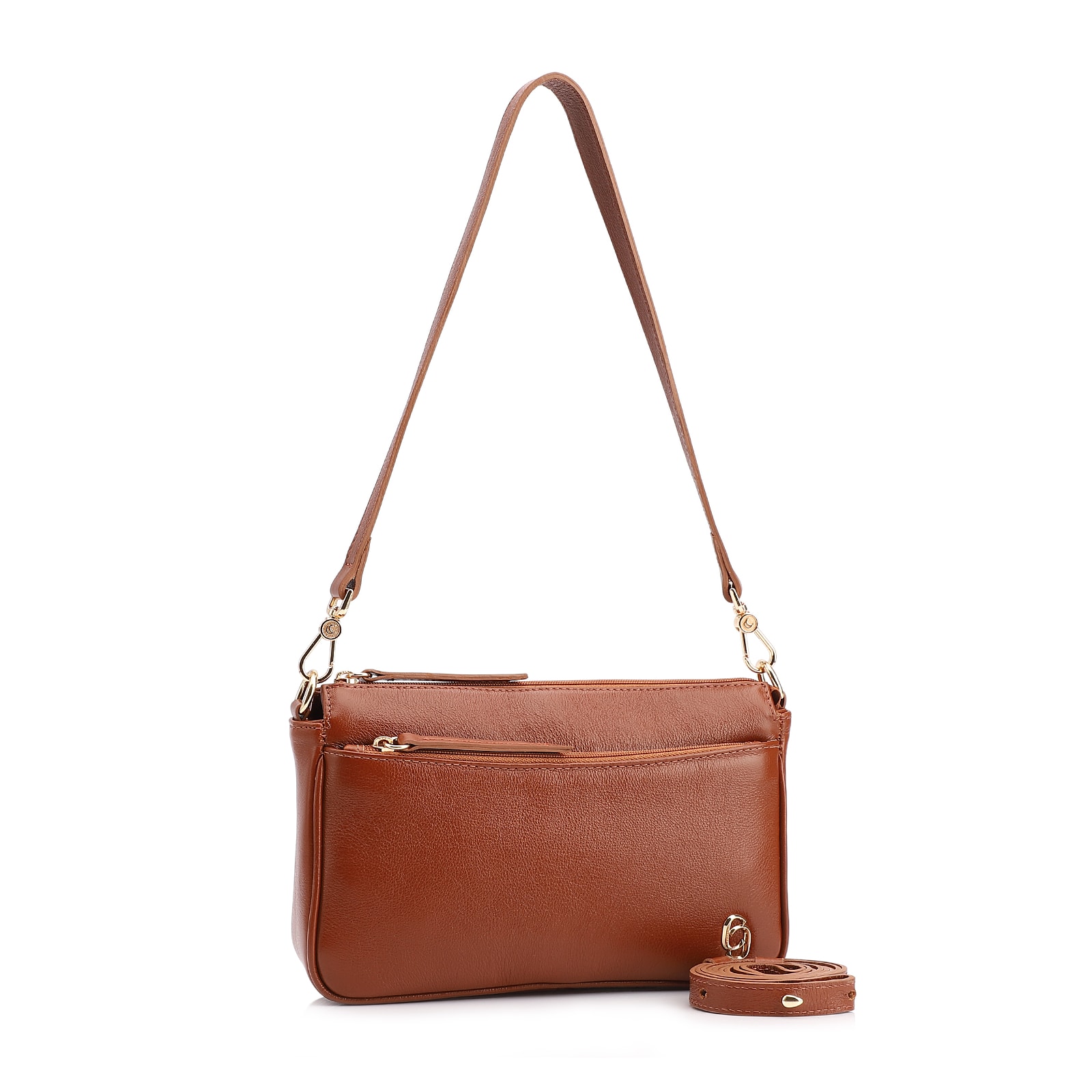 Bolsa Transversal Couro Marrom Claro