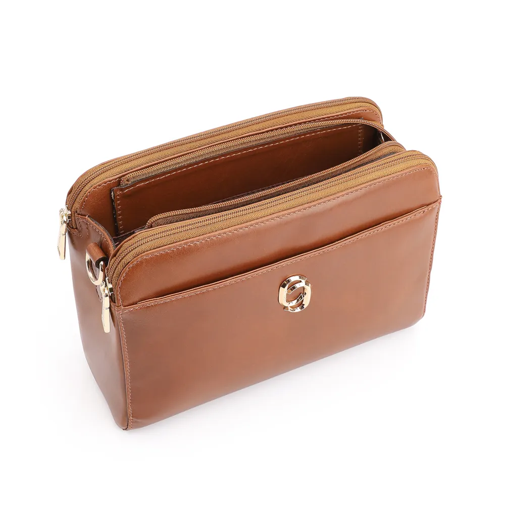 Bolsa Transversal Couro Marrom Claro - imagem 4