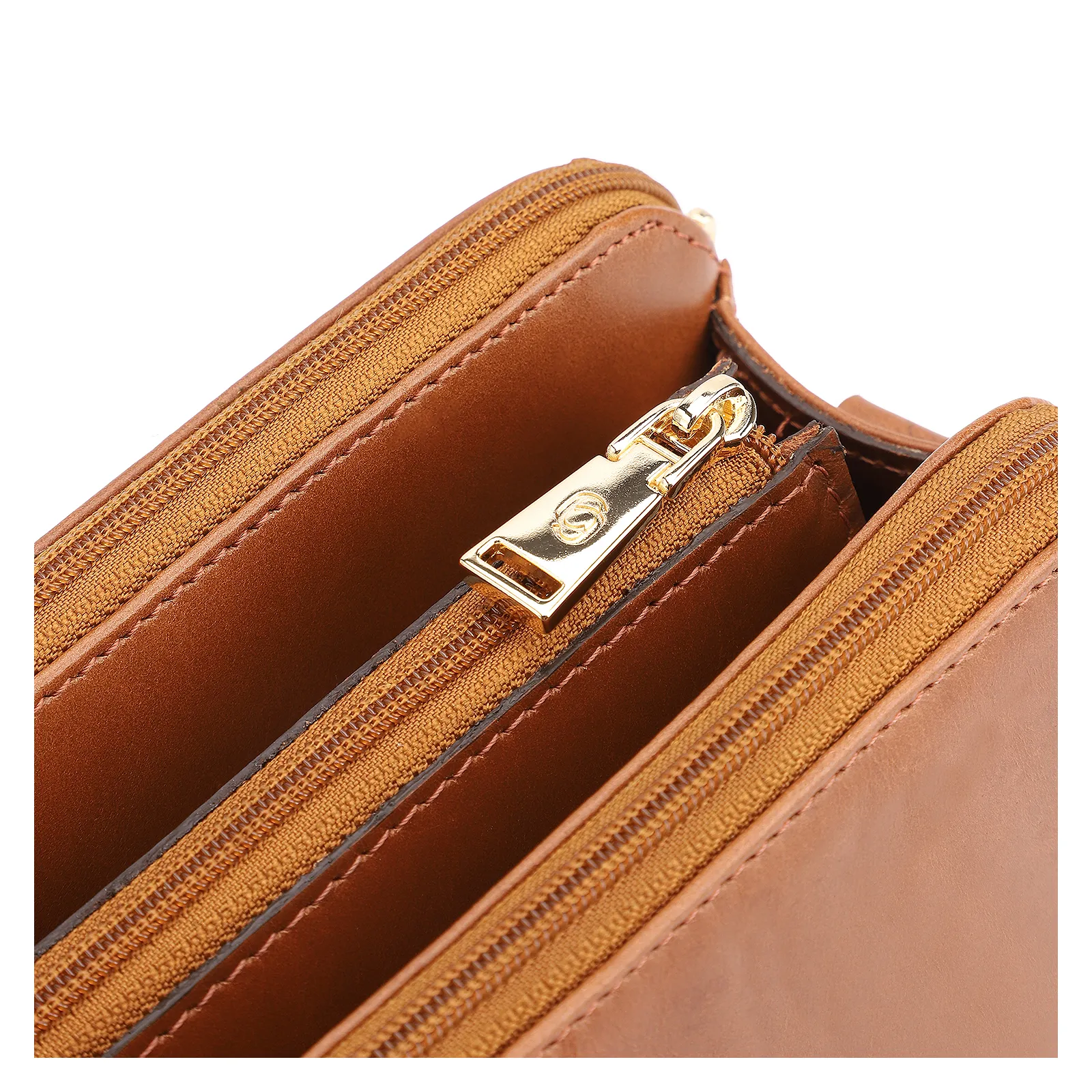 Bolsa Transversal Couro Marrom Claro