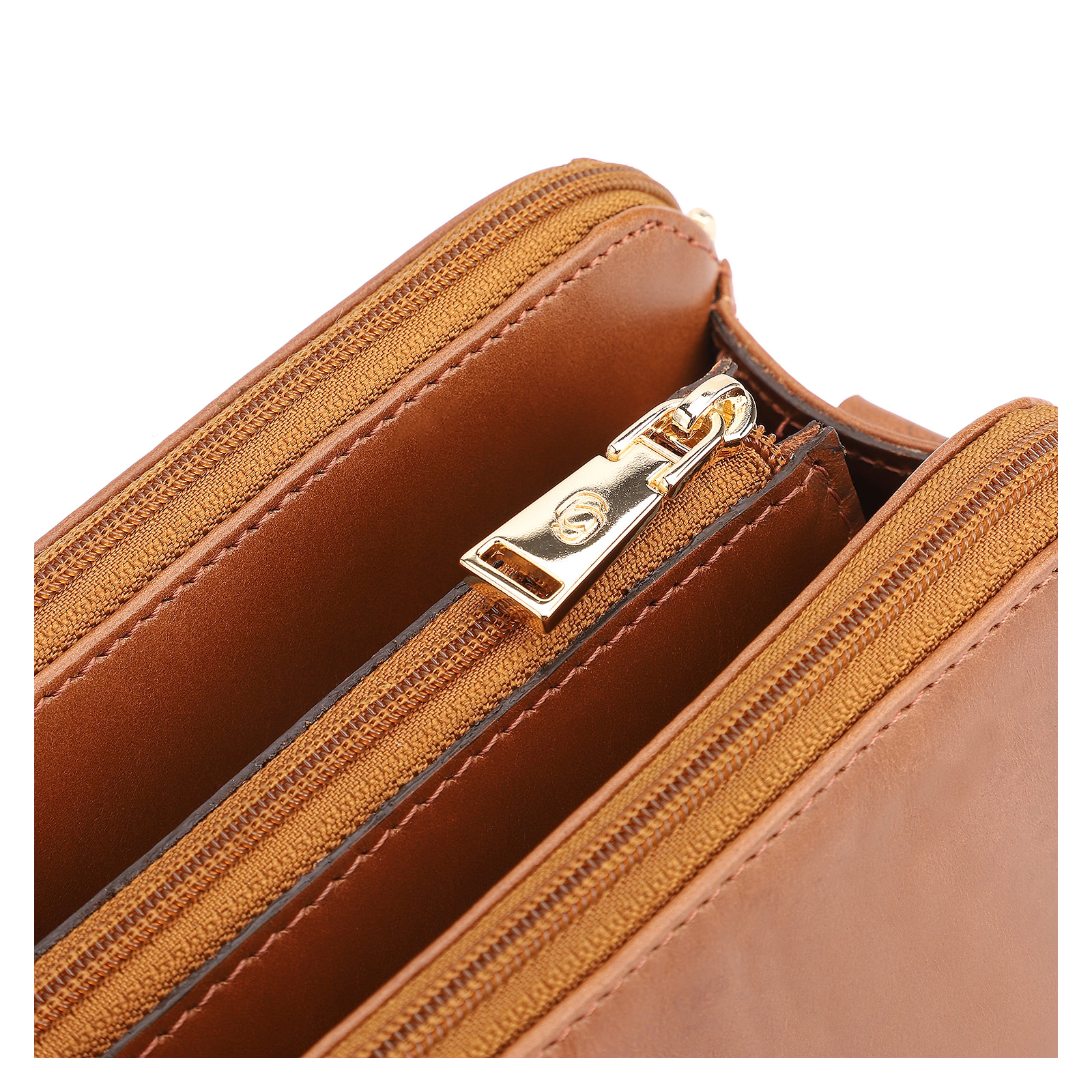 Bolsa Transversal Couro Marrom Claro