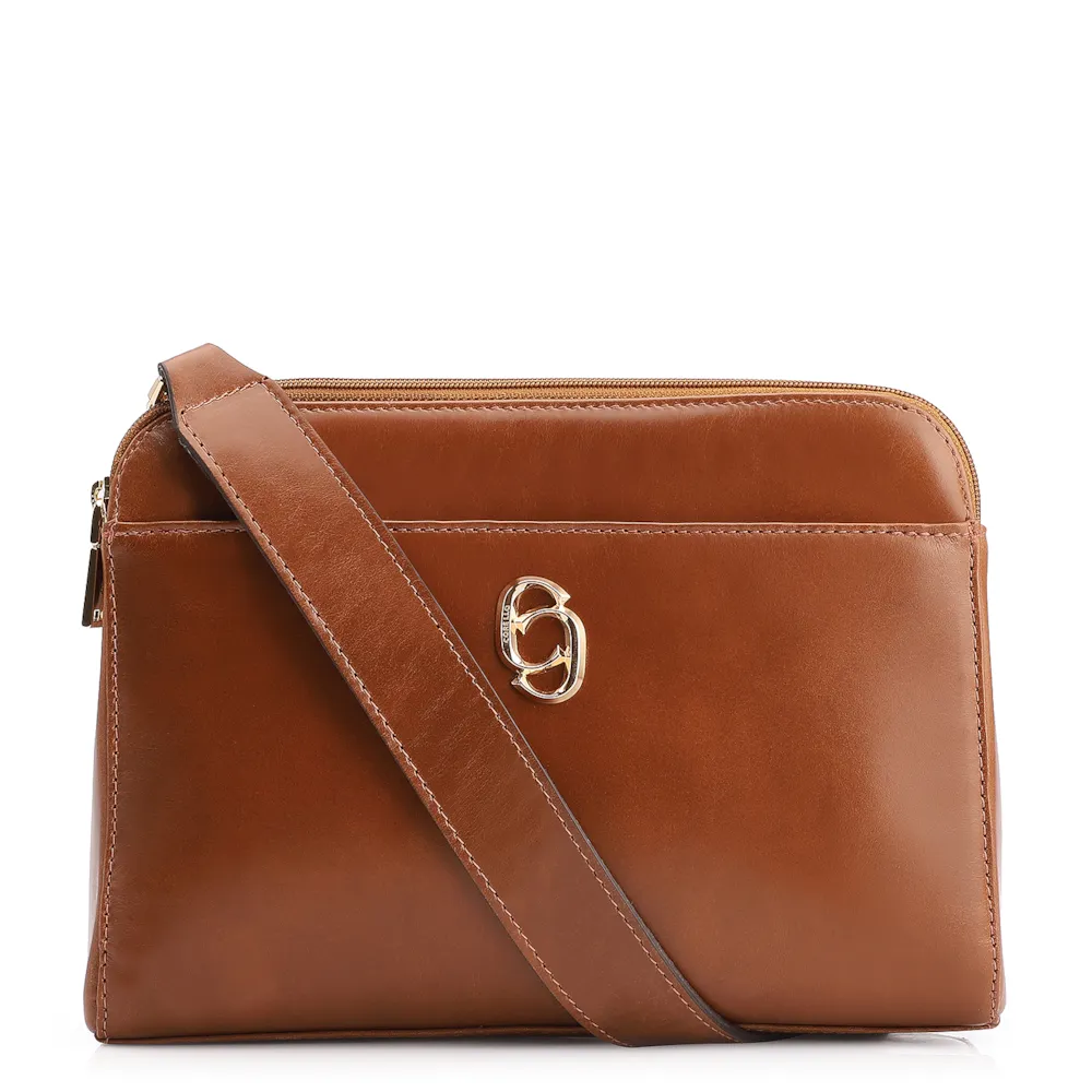 Bolsa Transversal Couro Marrom Claro