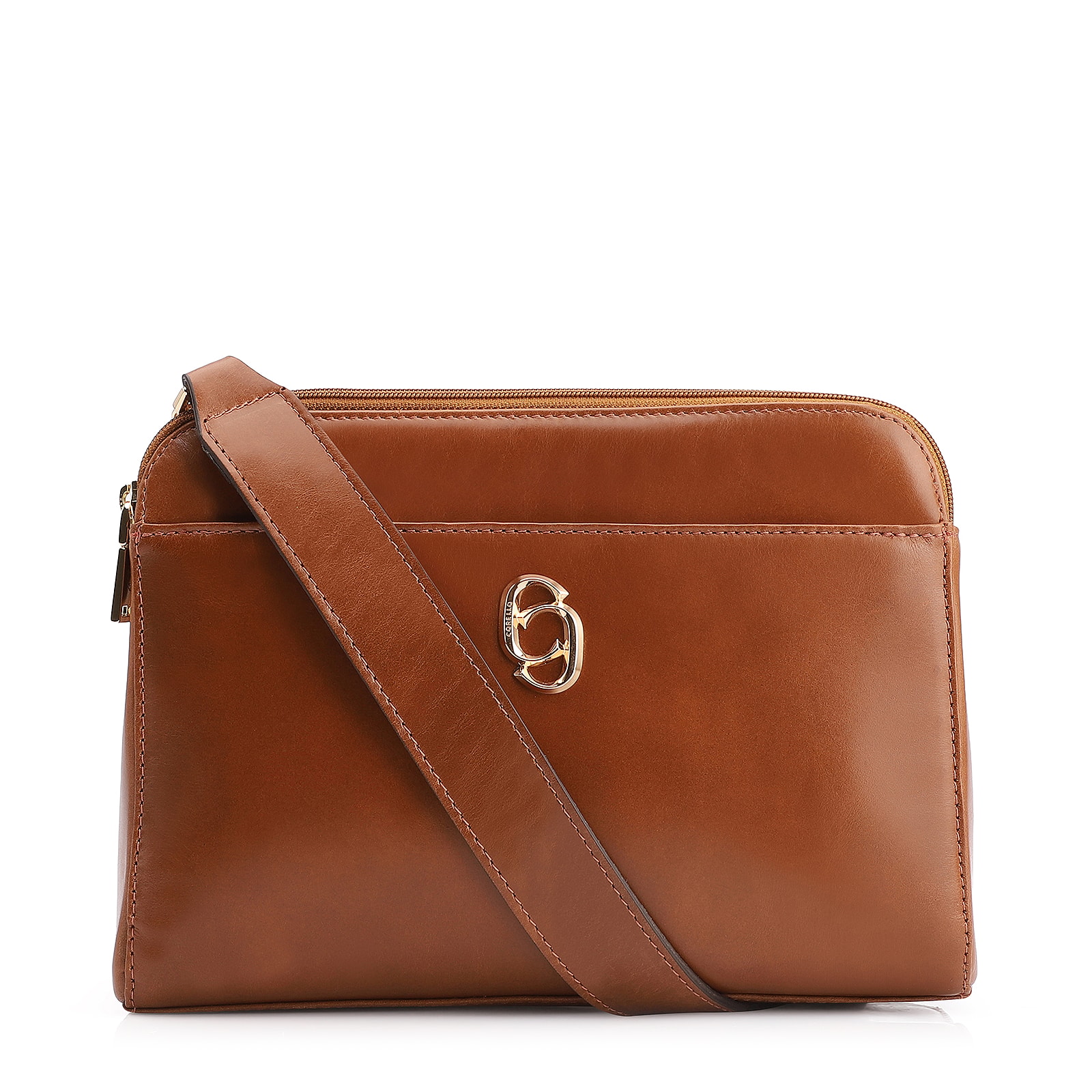 Bolsa Transversal Couro Marrom Claro