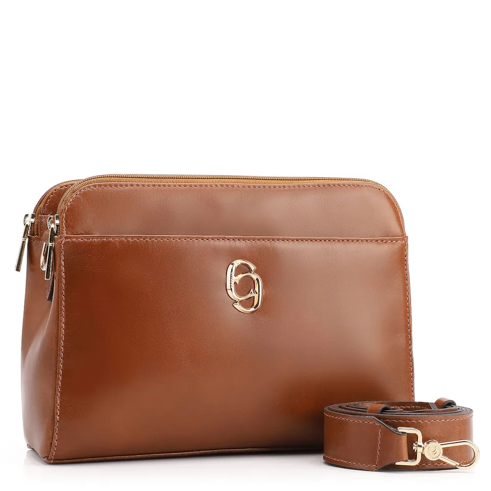 Bolsa Transversal Couro Marrom Claro - imagem 2