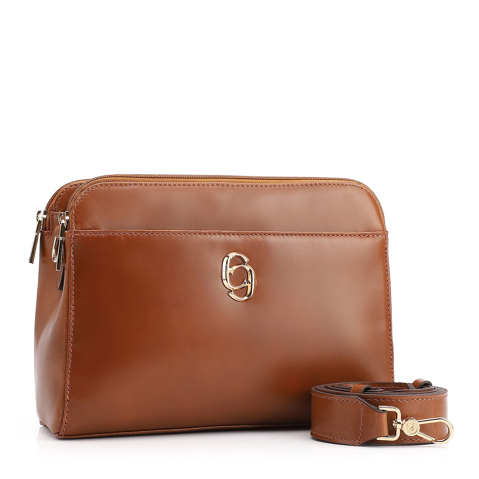Bolsa Transversal Couro Marrom Claro
